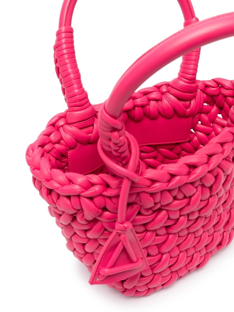 interwoven-design small leather tote bag 5