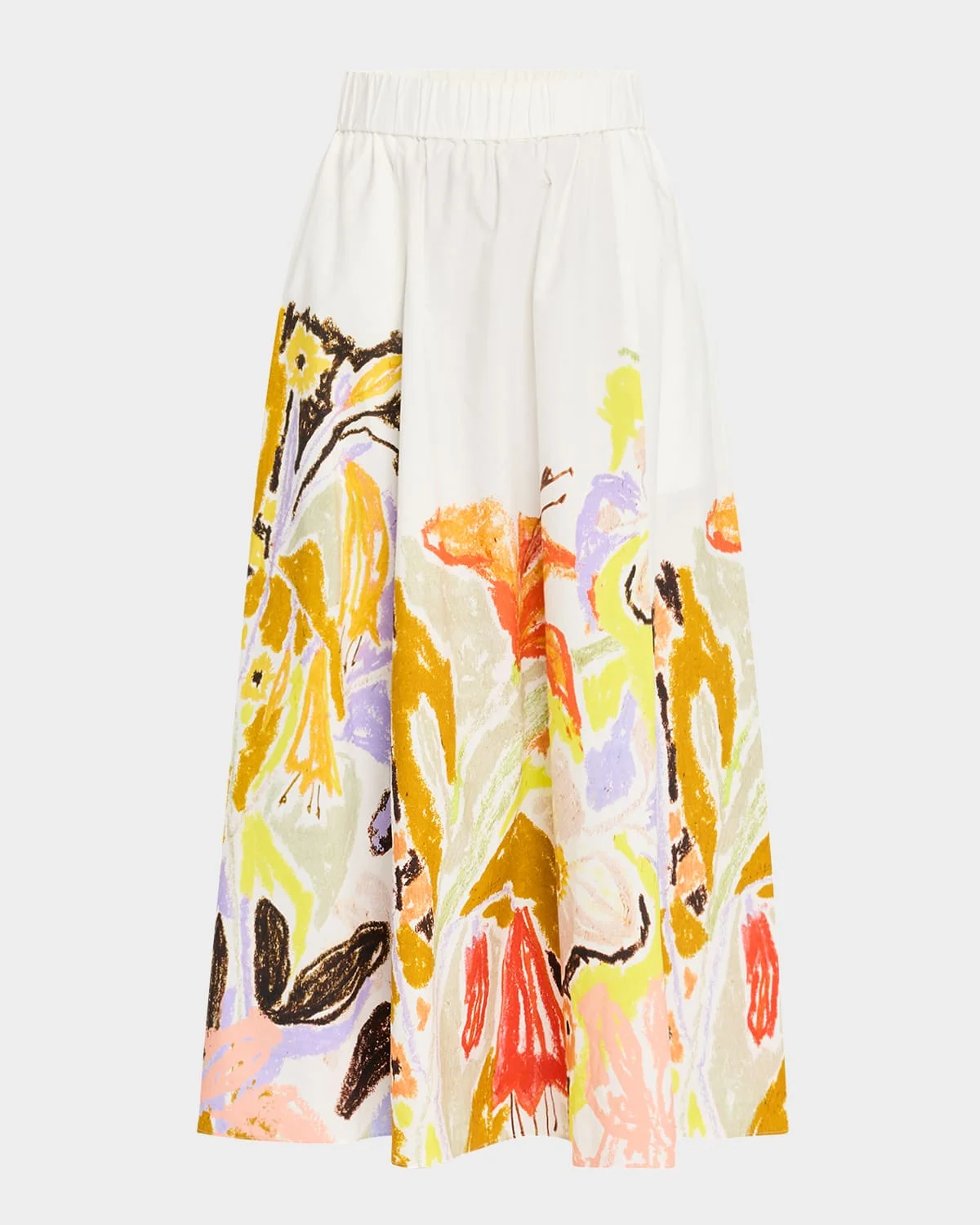 Sasha Abstract-Print Cotton Midi Skirt - 1