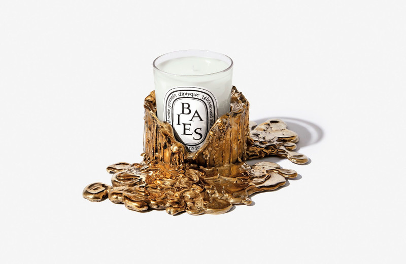 Medium gold bronze candle holder - For classic candles 1