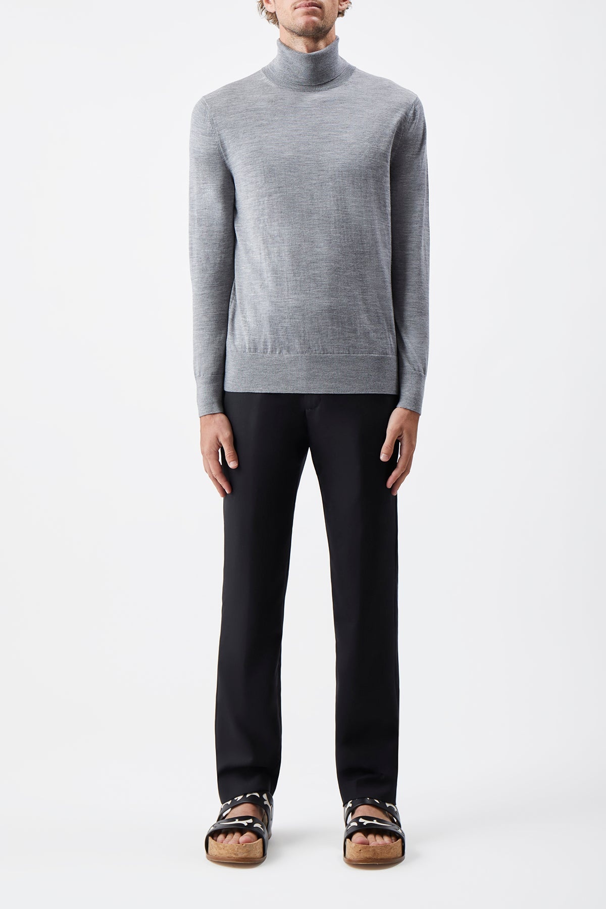 Jermaine Knit Turtleneck in Heather Grey Merino Wool - 2
