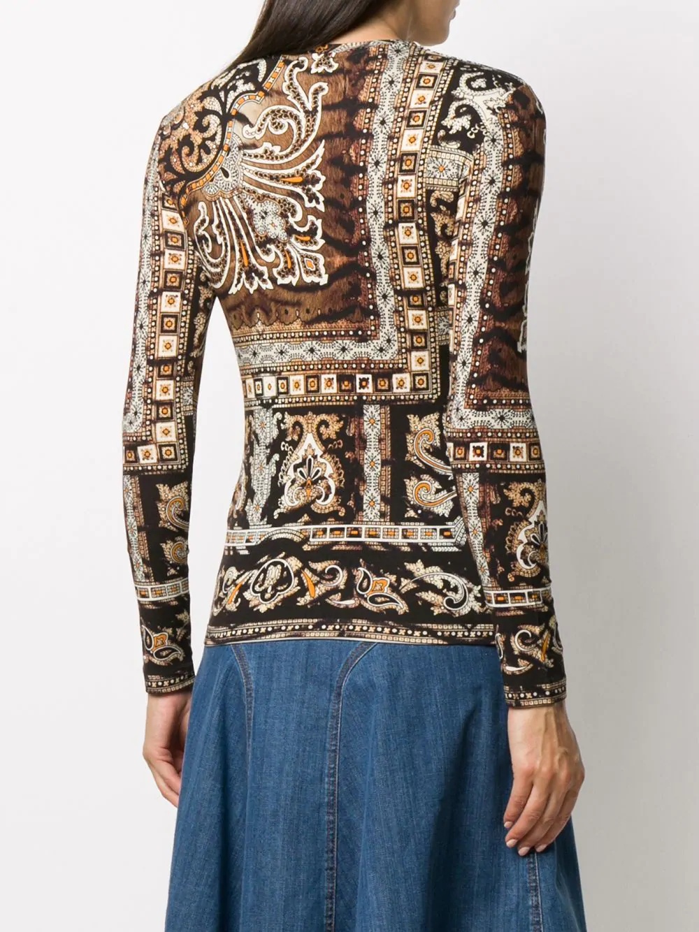 long sleeve paisley print top - 4