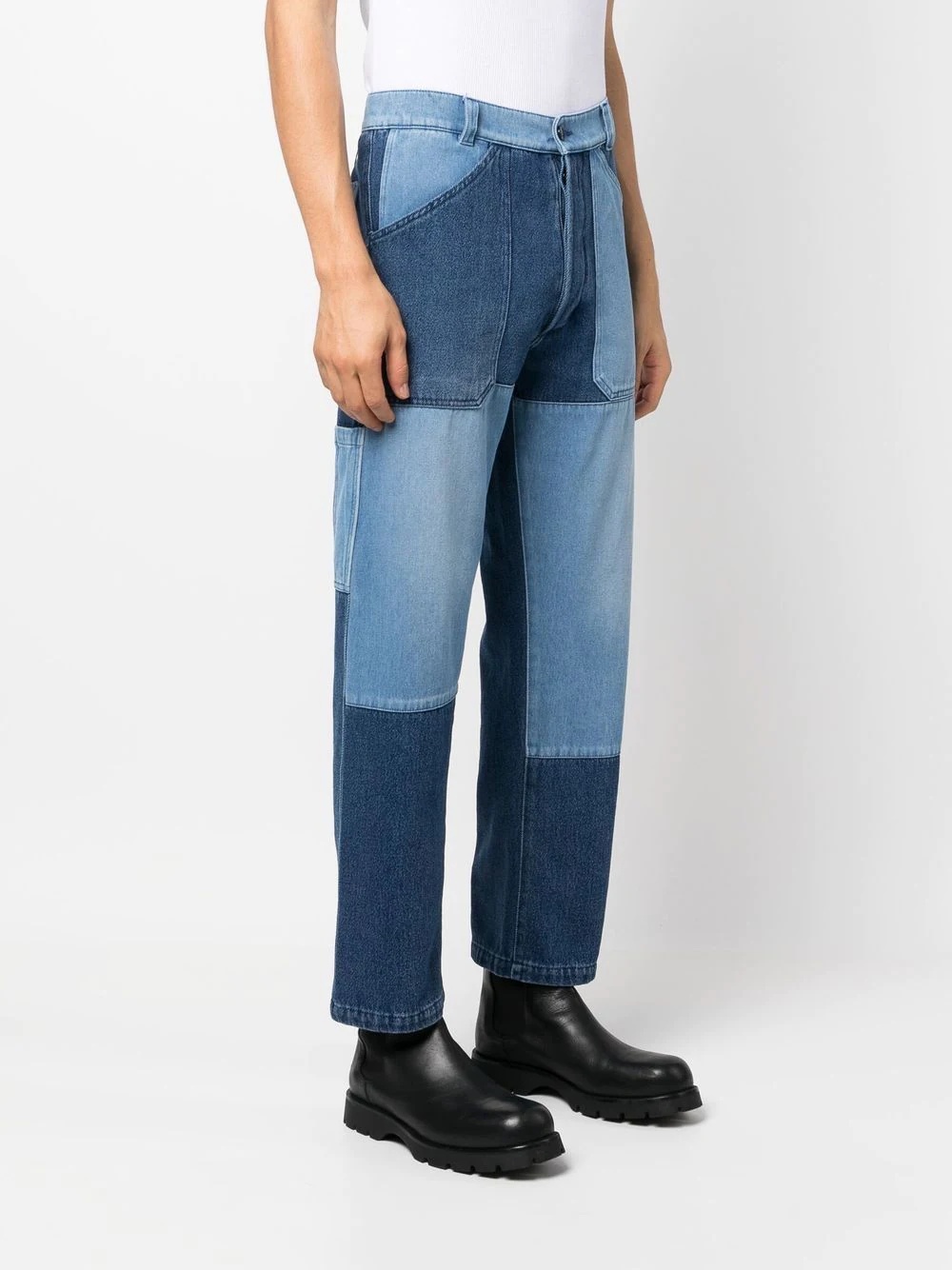 patchwork straight-leg jeans - 3