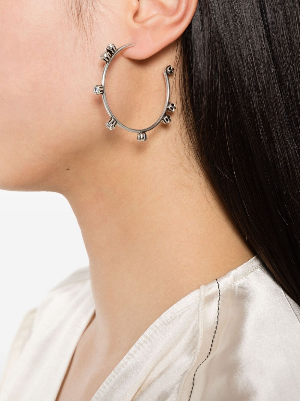 crystal-embellished hoop earrings - 2