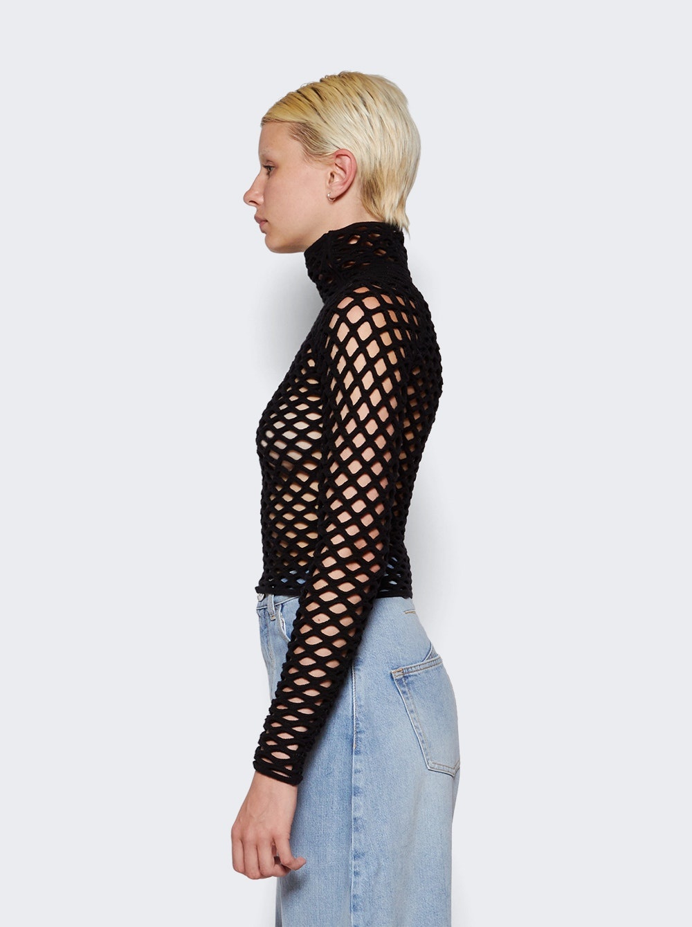 Cage High Neck Knitted Top Black - 4