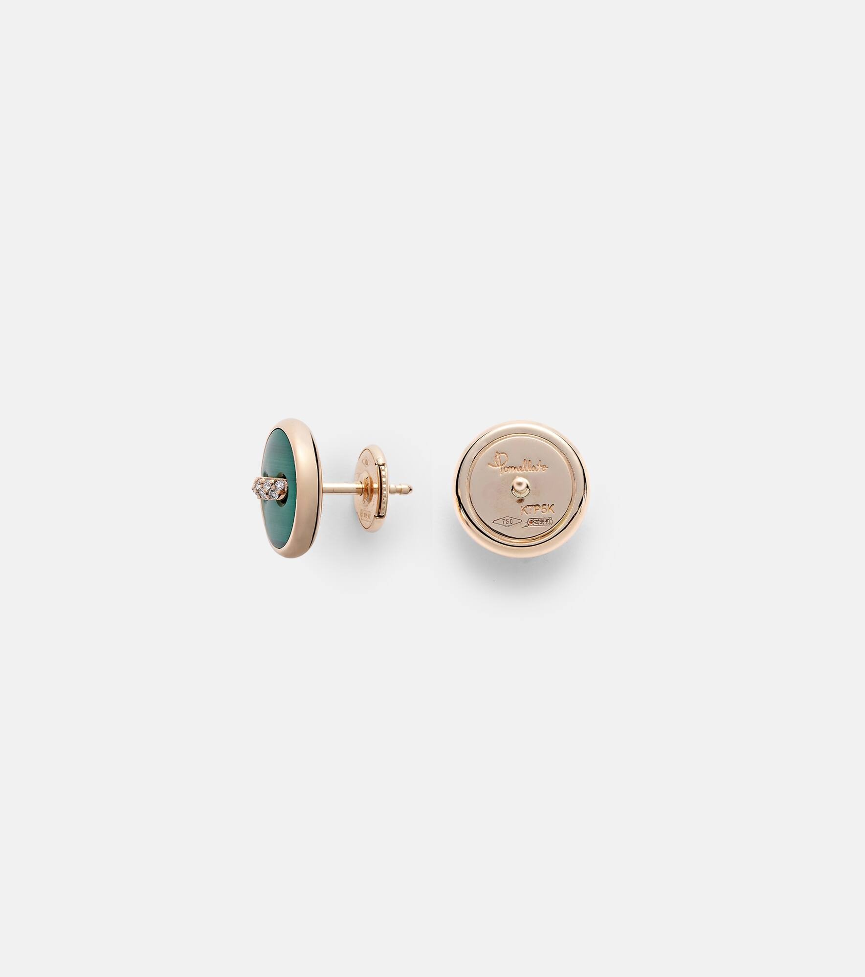 Pom Pom Dot 18kt rose gold earrings with malachite and diamonds - 4