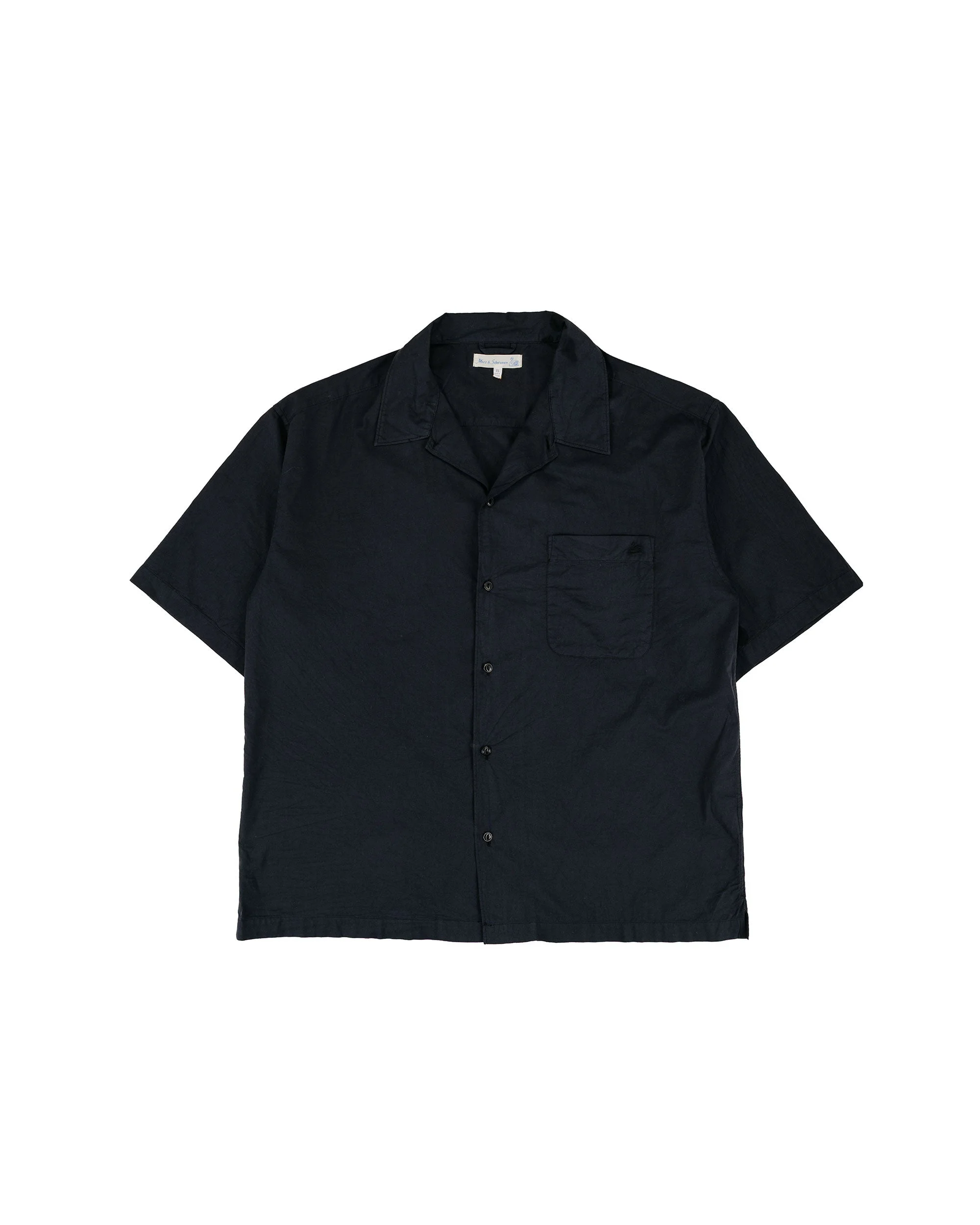 SHIRT09LP Unisex Short Sleeve Cotton Poplin Shirt Deep Black - 1