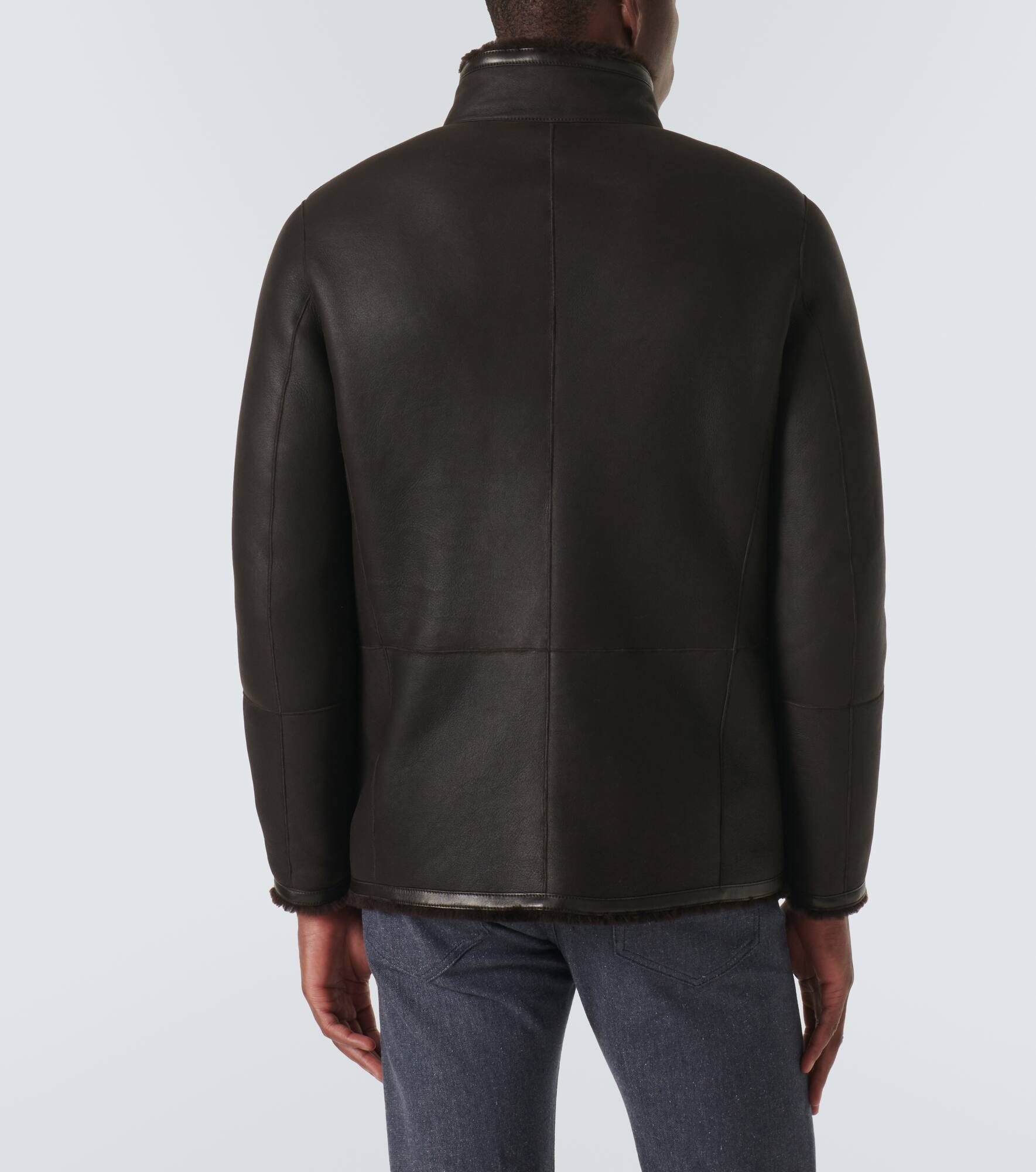 Shearling-lined leather jacket - 4