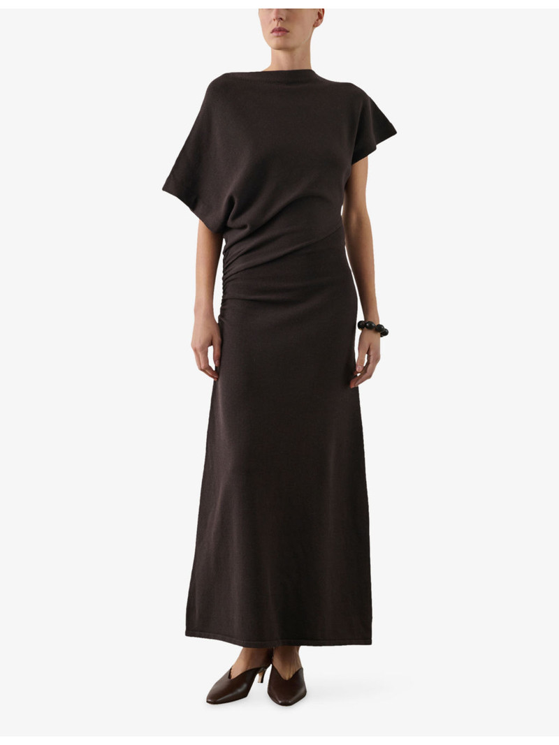 soeur Divine Asymmetric-Sleeve Cotton-Blend Maxi Dress outlook