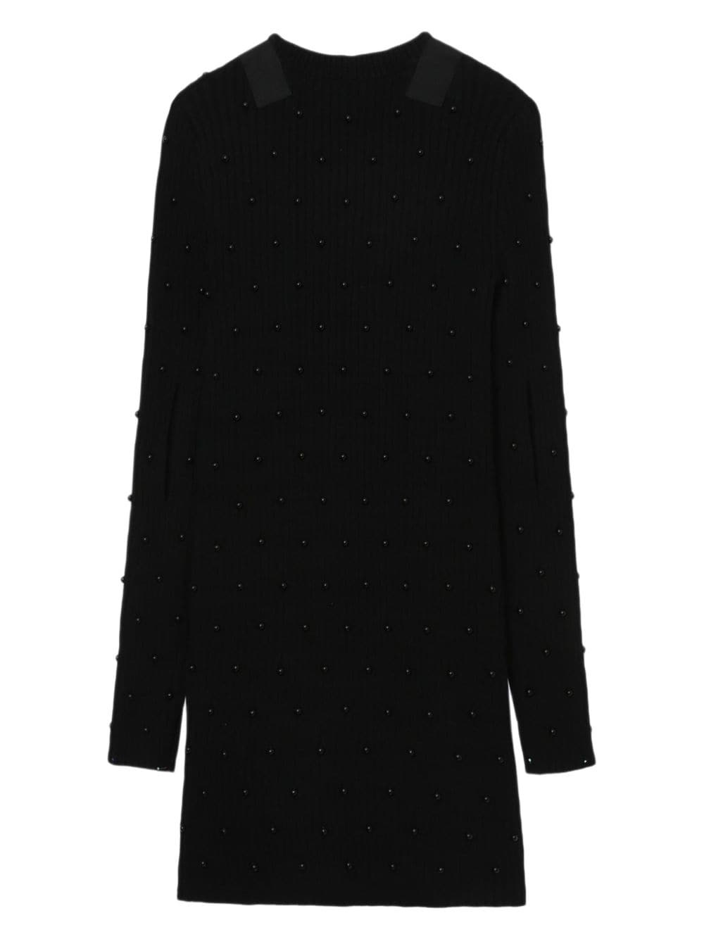bead-embellished ribbed-knit dress - 6