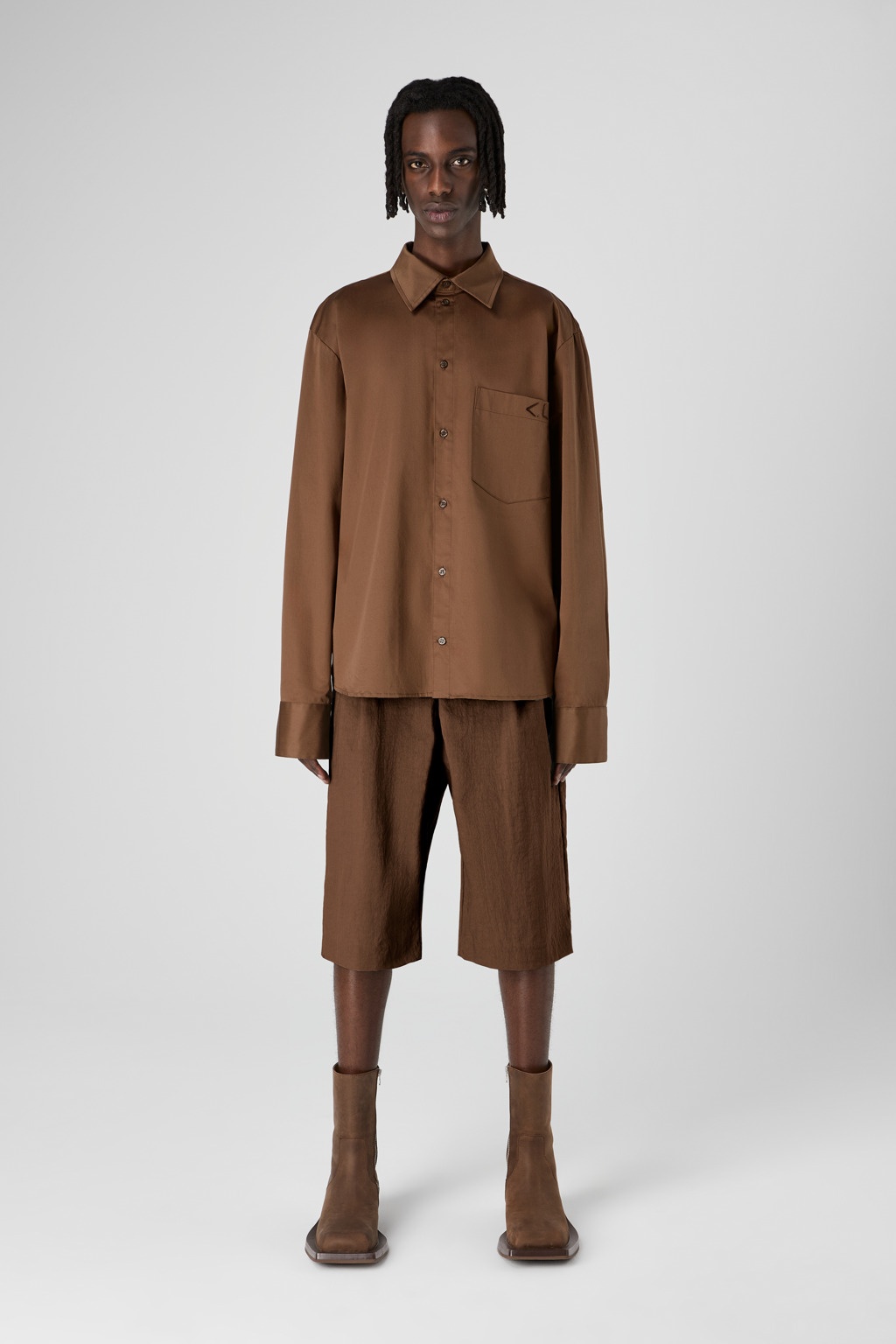 Brown Cotton Shirt - 2