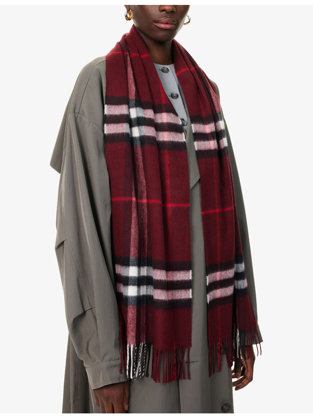 Check-Pattern Cashmere Scarf - 3