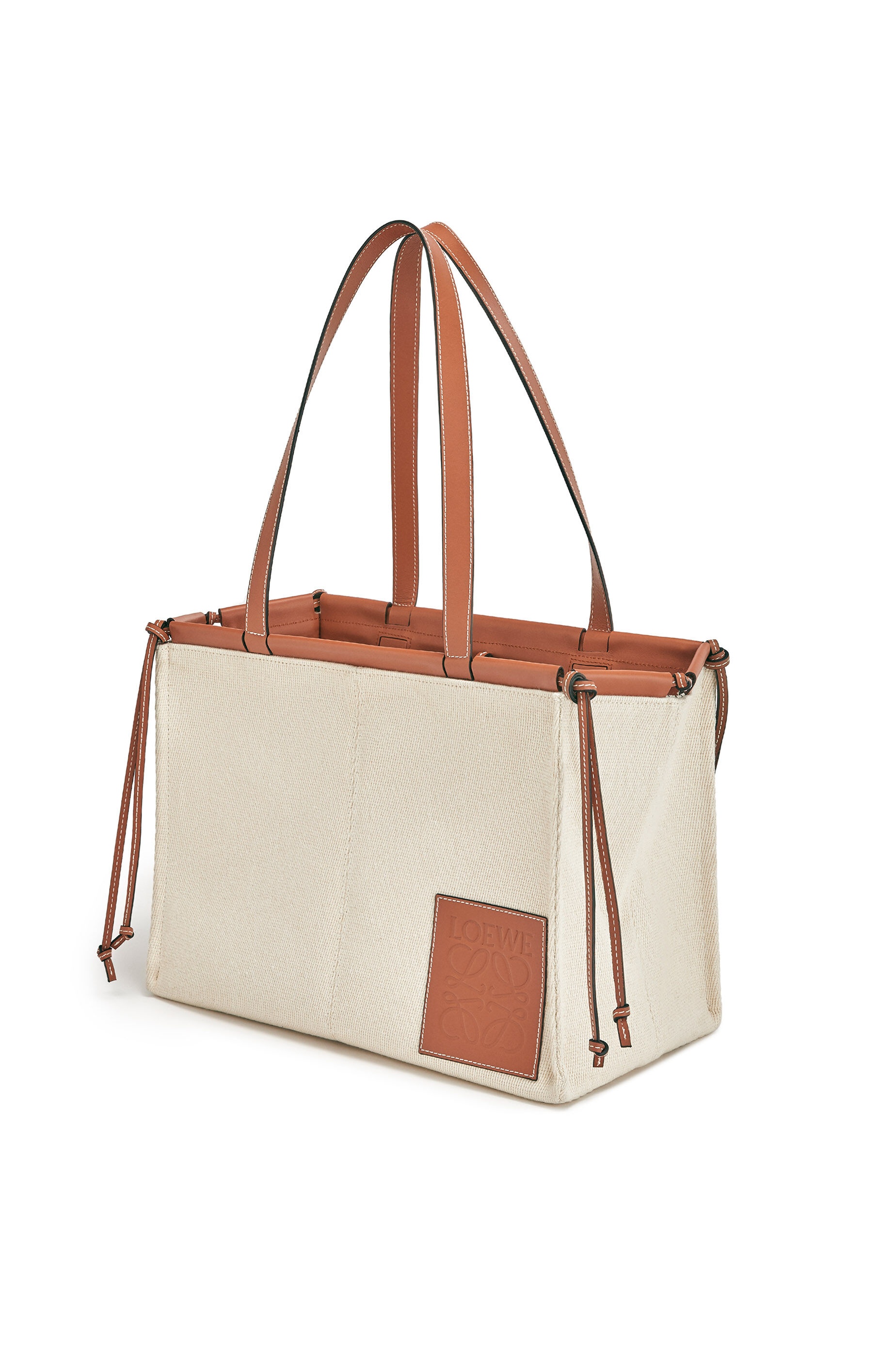 Cushion tote bag in canvas and calfskin - 3