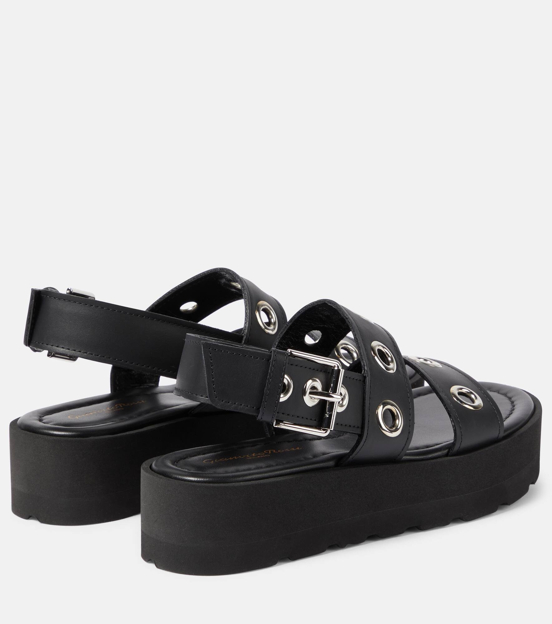 Leather platform sandals - 3