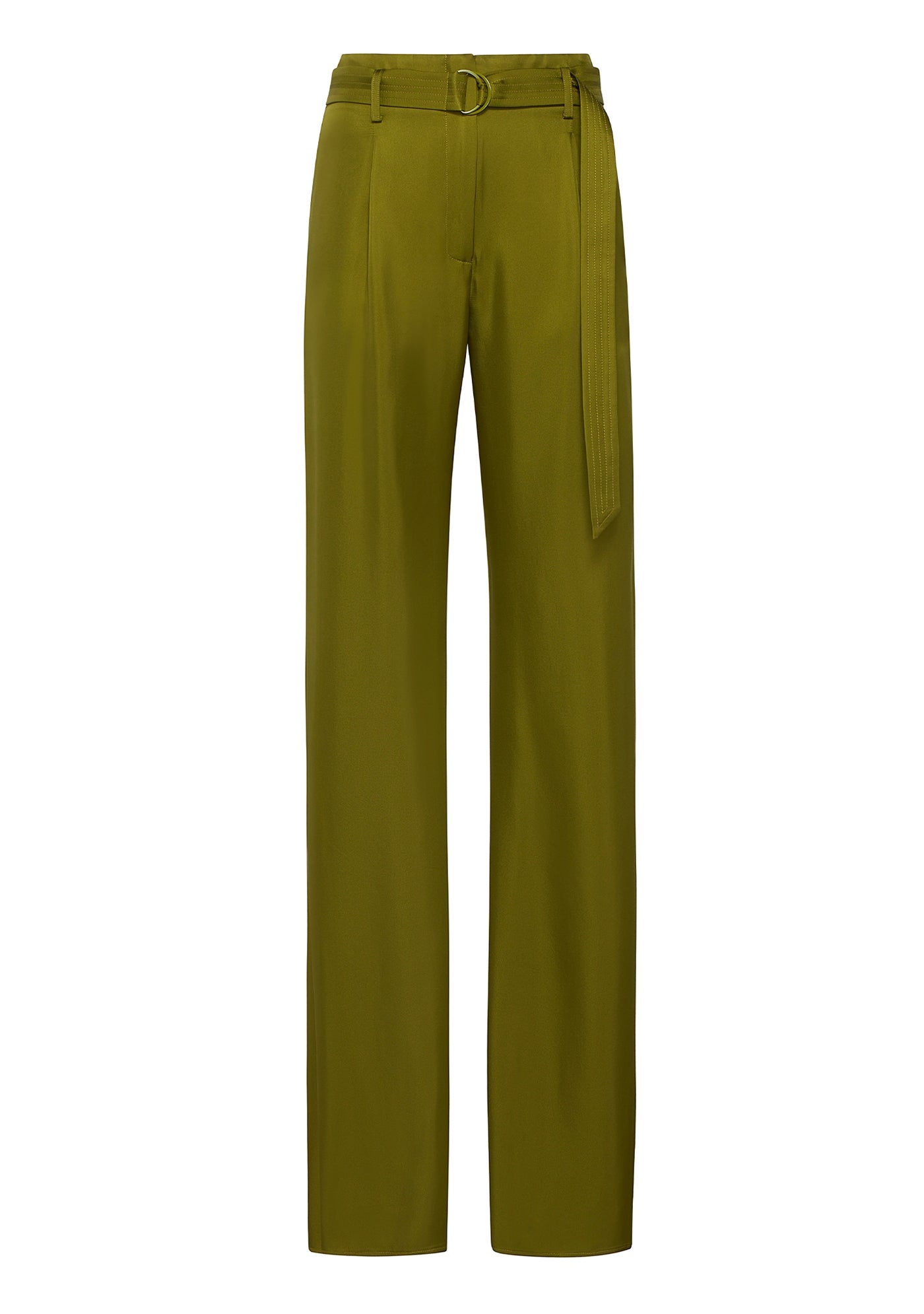 Silky Twill High Waisted Belted Wide Leg Pant - 1