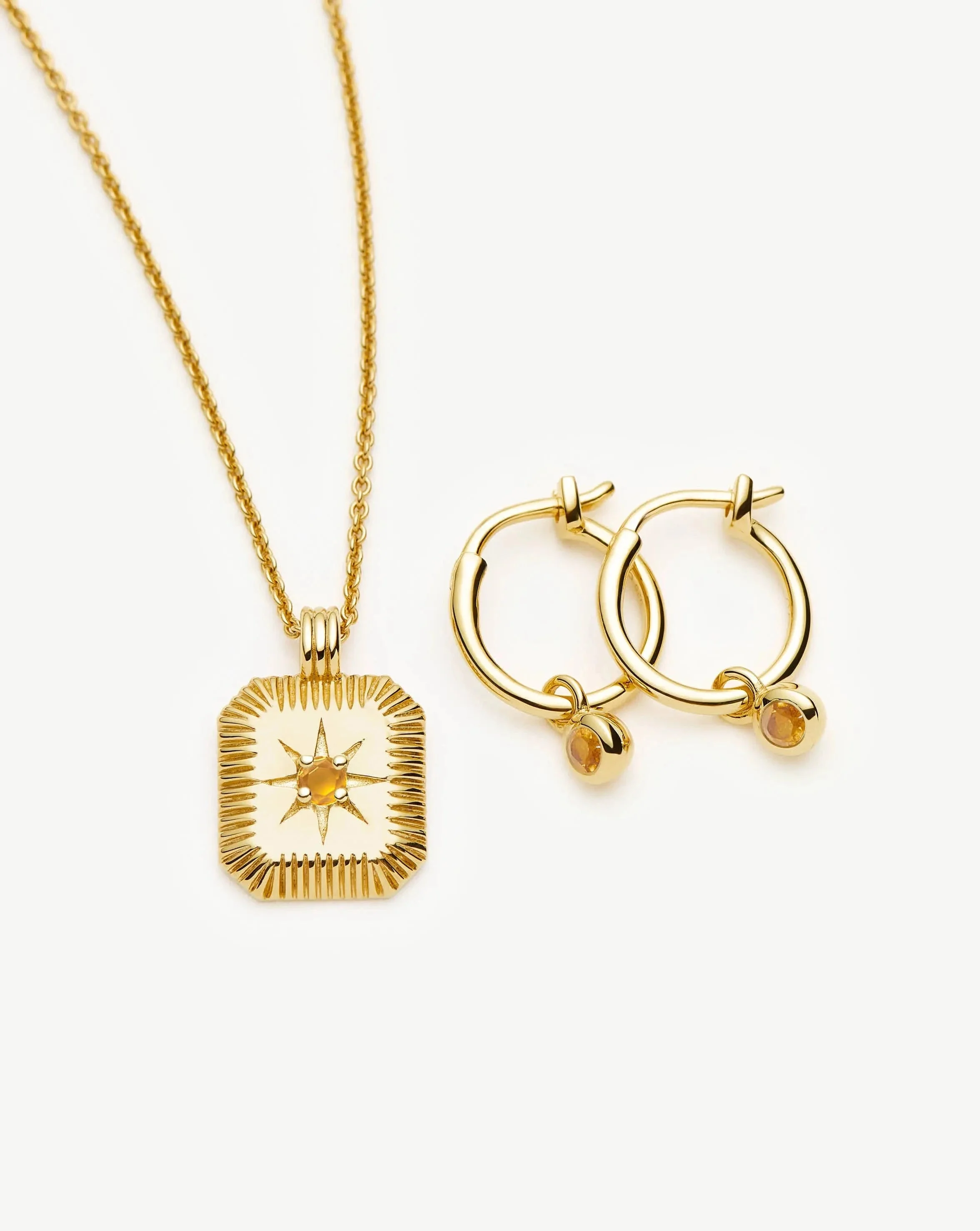 November Birthstone Necklace & Charm Earrings Set - 1