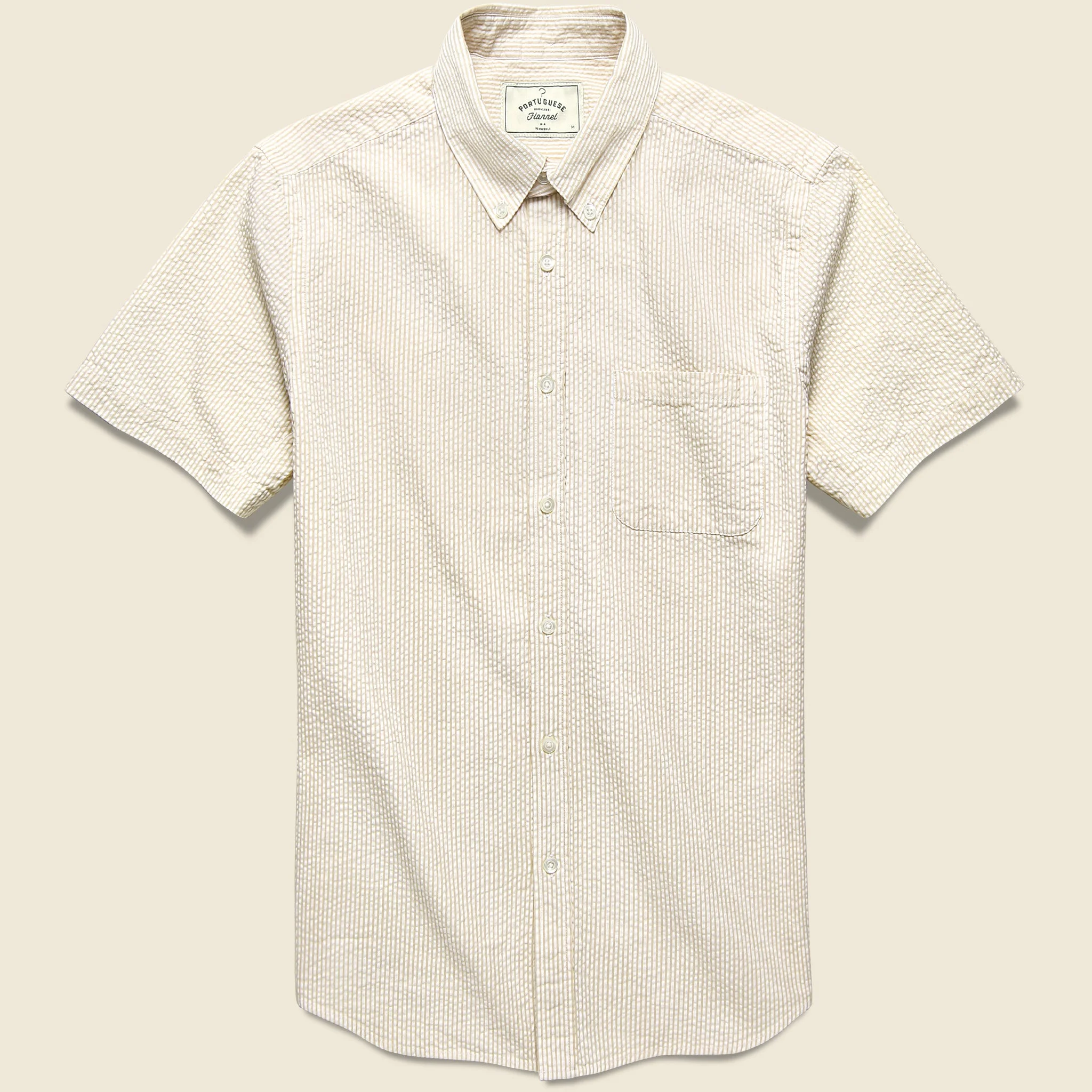 Striped Atlantico Seersucker Shirt - Sand - 1