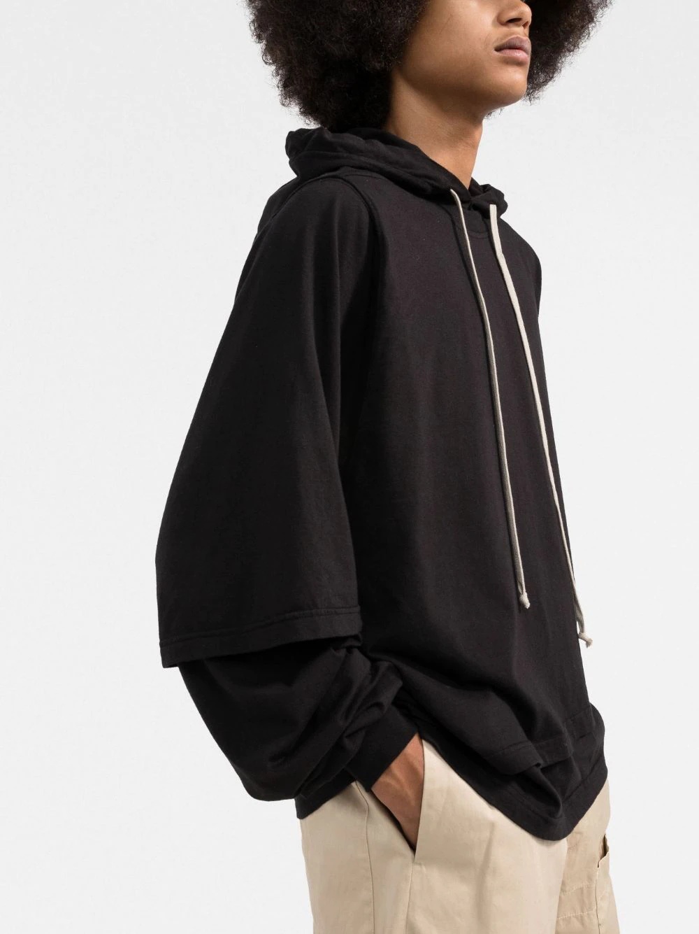 layered cotton hoodie - 3