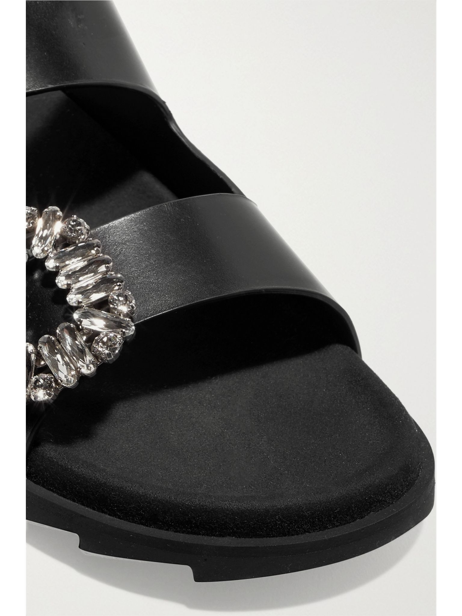 Slidy Viv crystal-embellished leather slides Black - 4