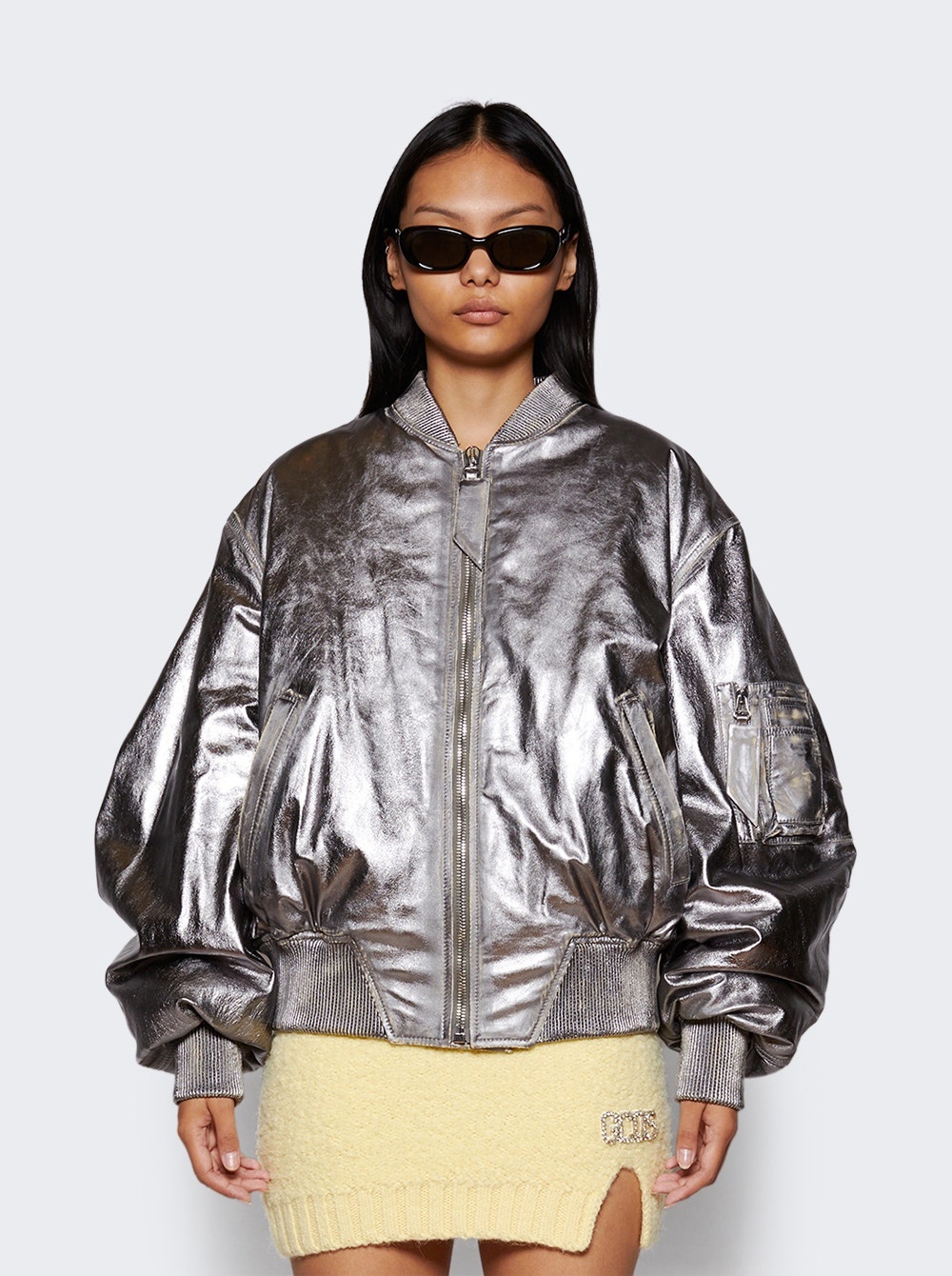 Metallic Bomber Jacket Silver - 3