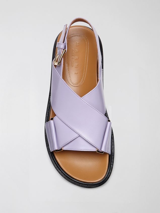 CALFSKIN CRISS-CROSS FUSSBETT WITH CONTRAST INSOLE - 4