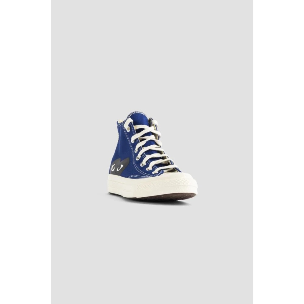 BLUE CANVAS HIGH-TOP SNEAKERS WITH CDG HEART LOGO - 3