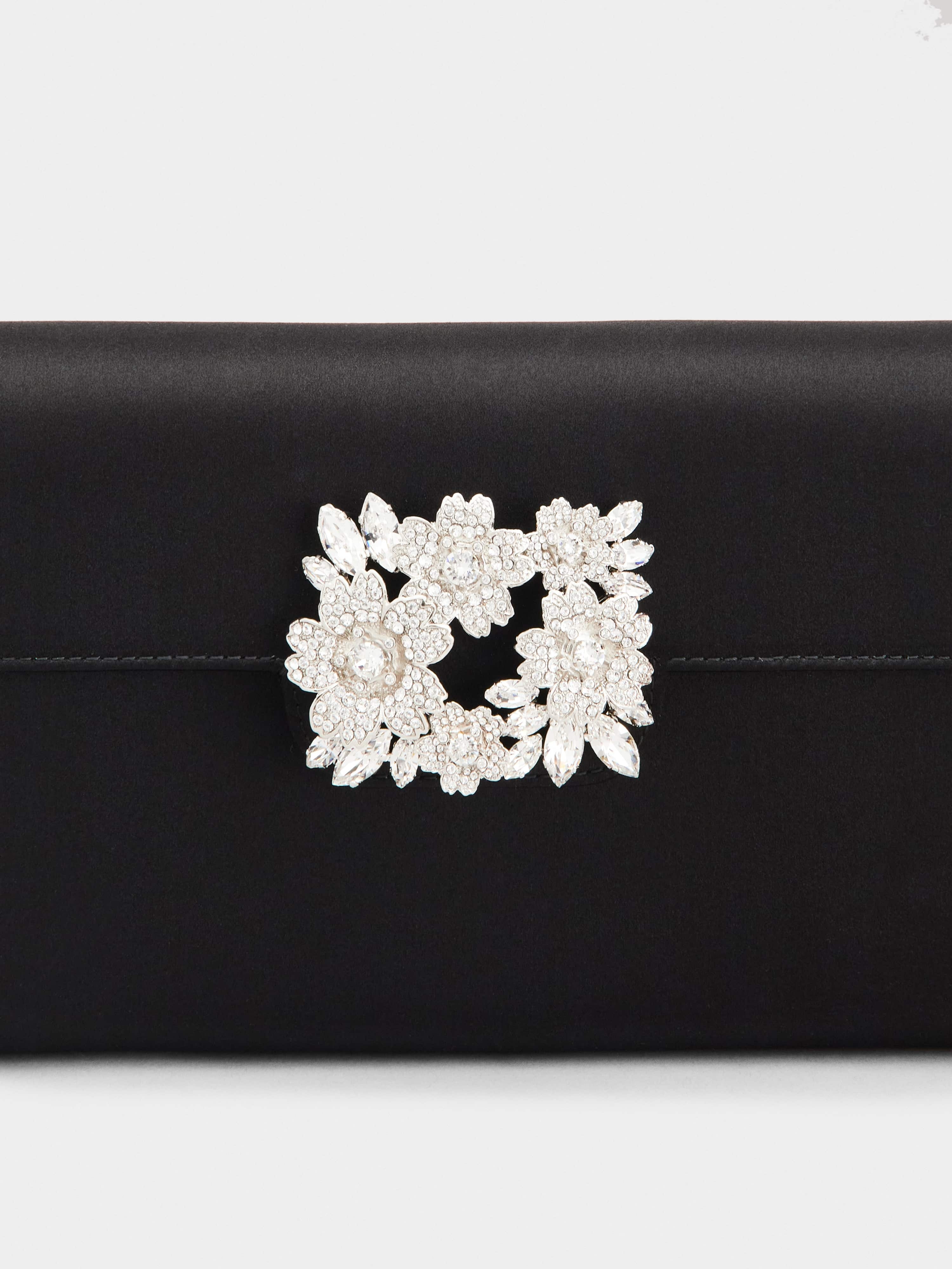 RV Bouquet Strass Buckle Mini Clutch Bag in Satin - 6