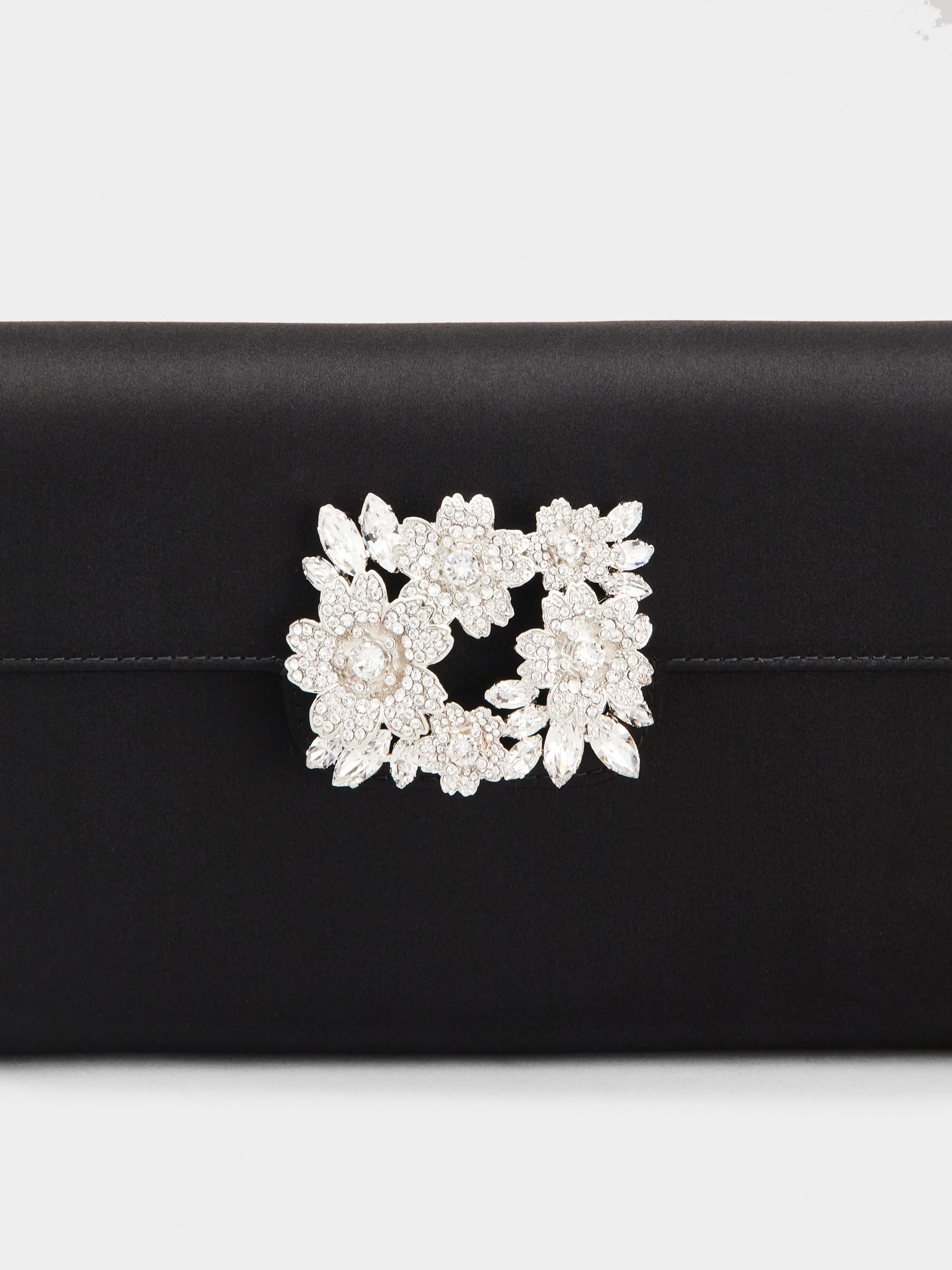 RV Bouquet Strass Buckle Mini Clutch Bag in Satin - 7