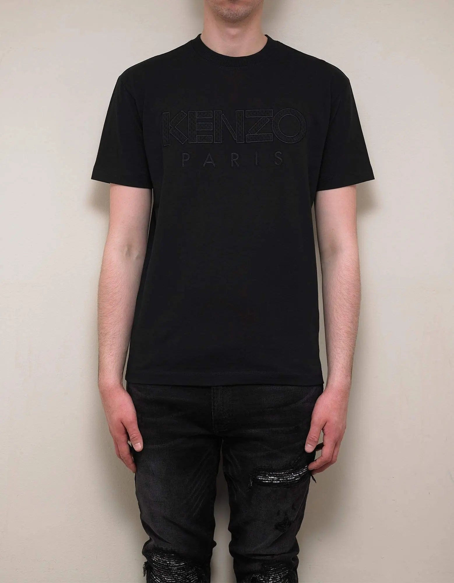 Kenzo Black Logo Embroidery T-Shirt - 6