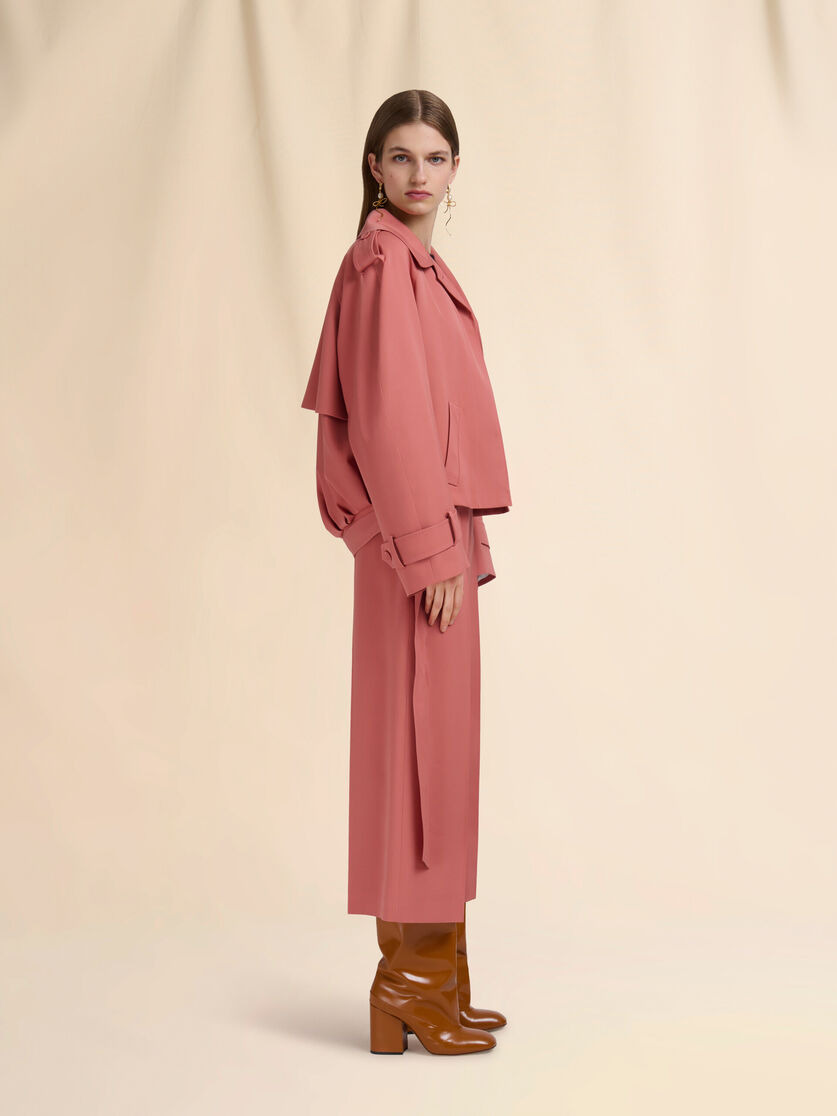 PINK WOOL SHORT TRENCH COAT WITH MARNI SYMBOL - 6