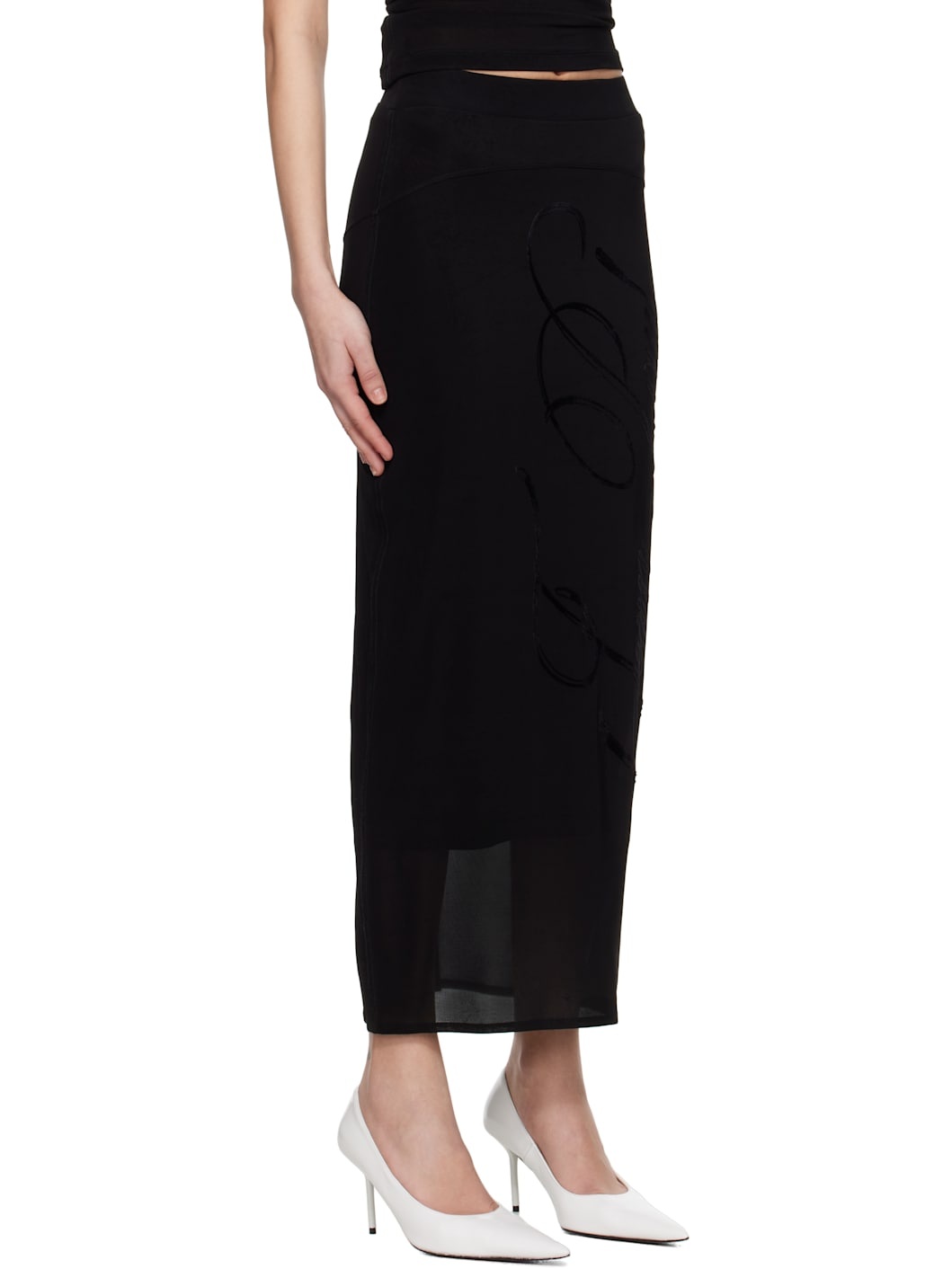 Black Light Viscose Jersey Maxi Skirt - 2