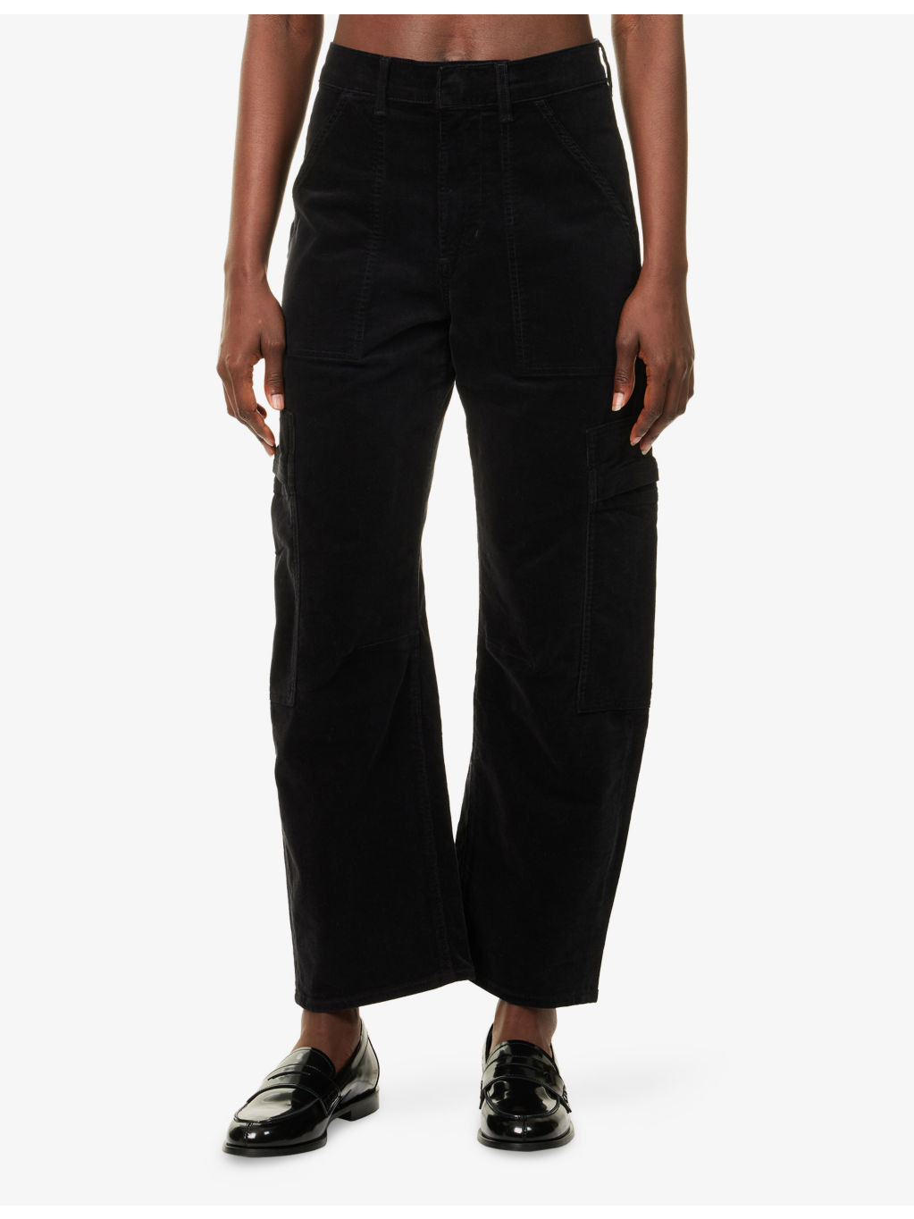 Marcelle Low Slung Cotton-Velvet Cargo Trousers - 3