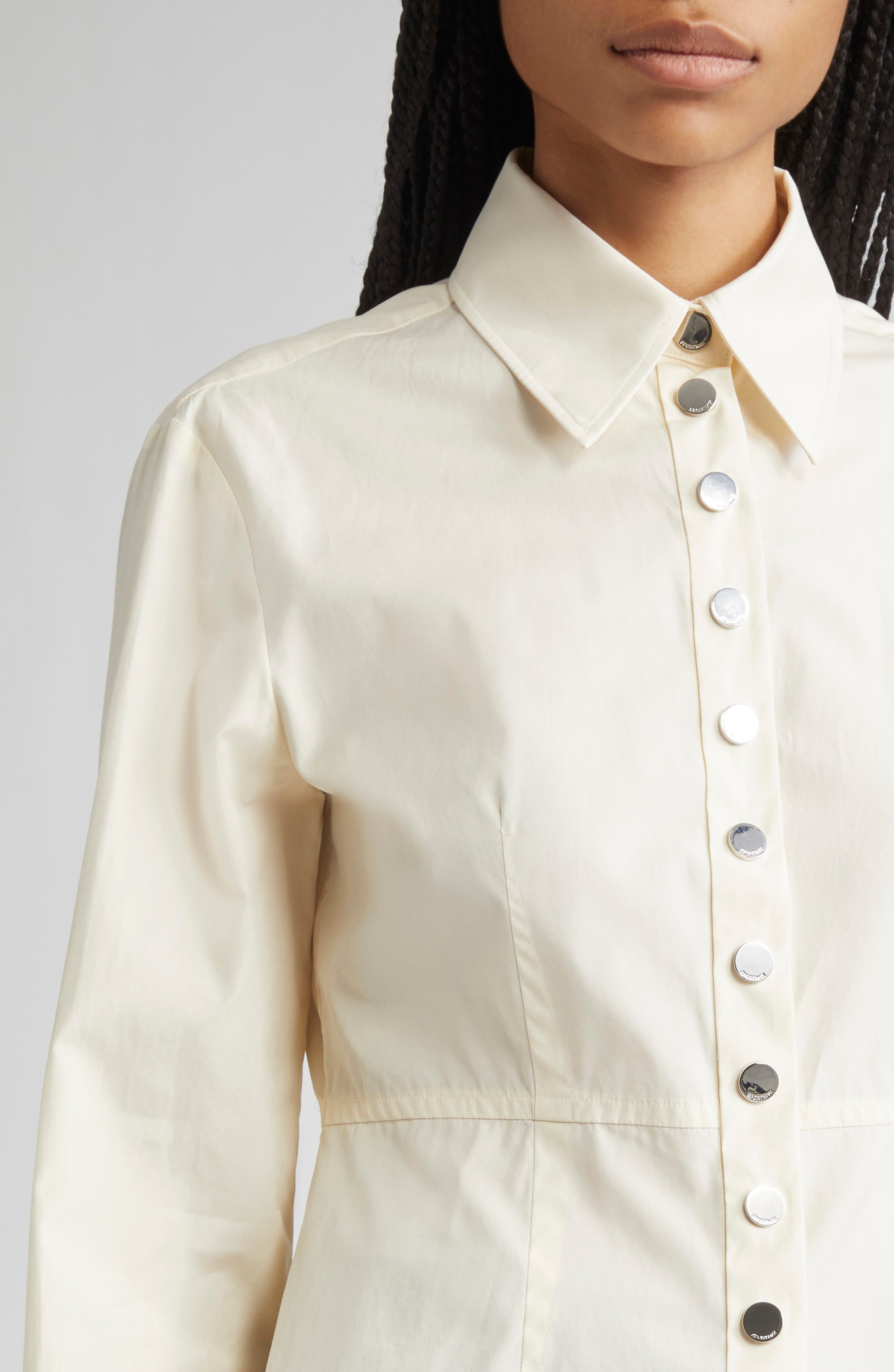 SPORTMAX Azoto Peplum Snap-Up Shirt in Ivory at Nordstrom - 4