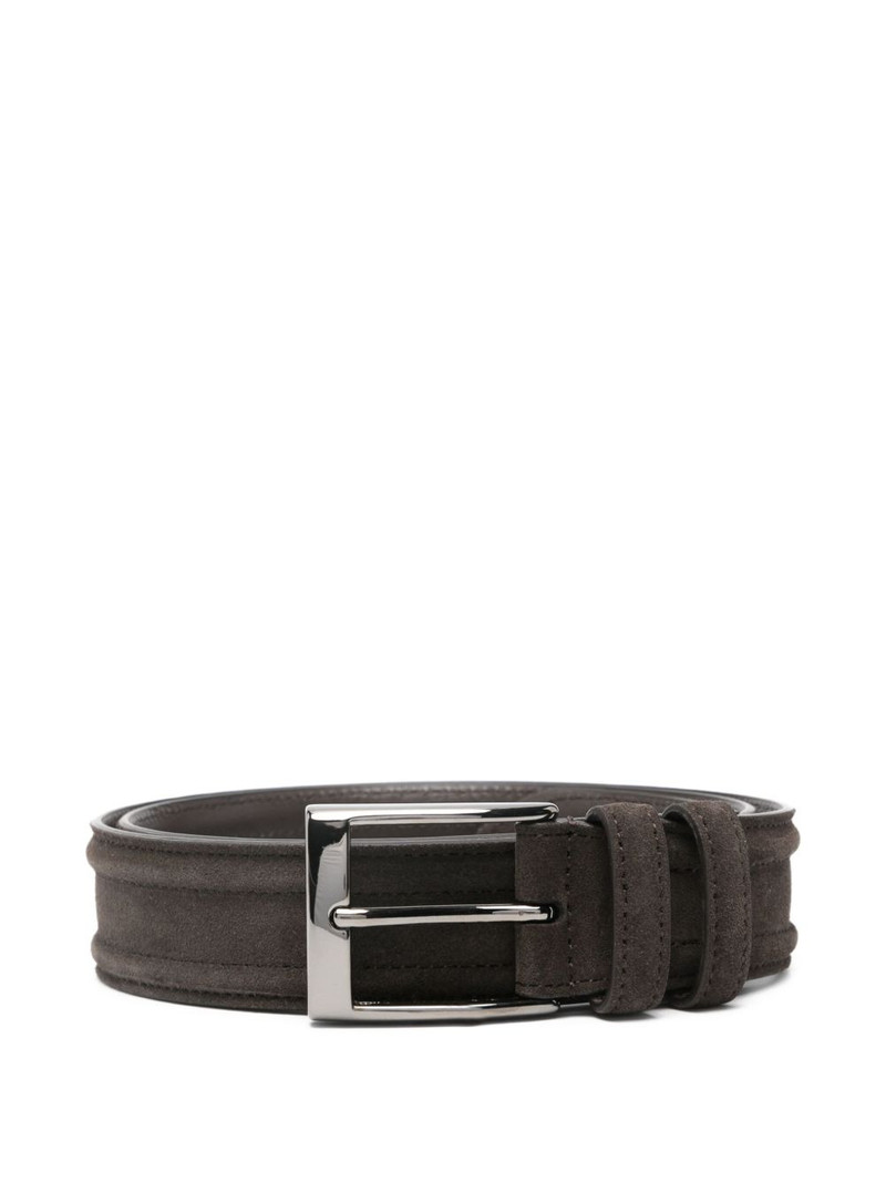 square-buckle leather belt 1