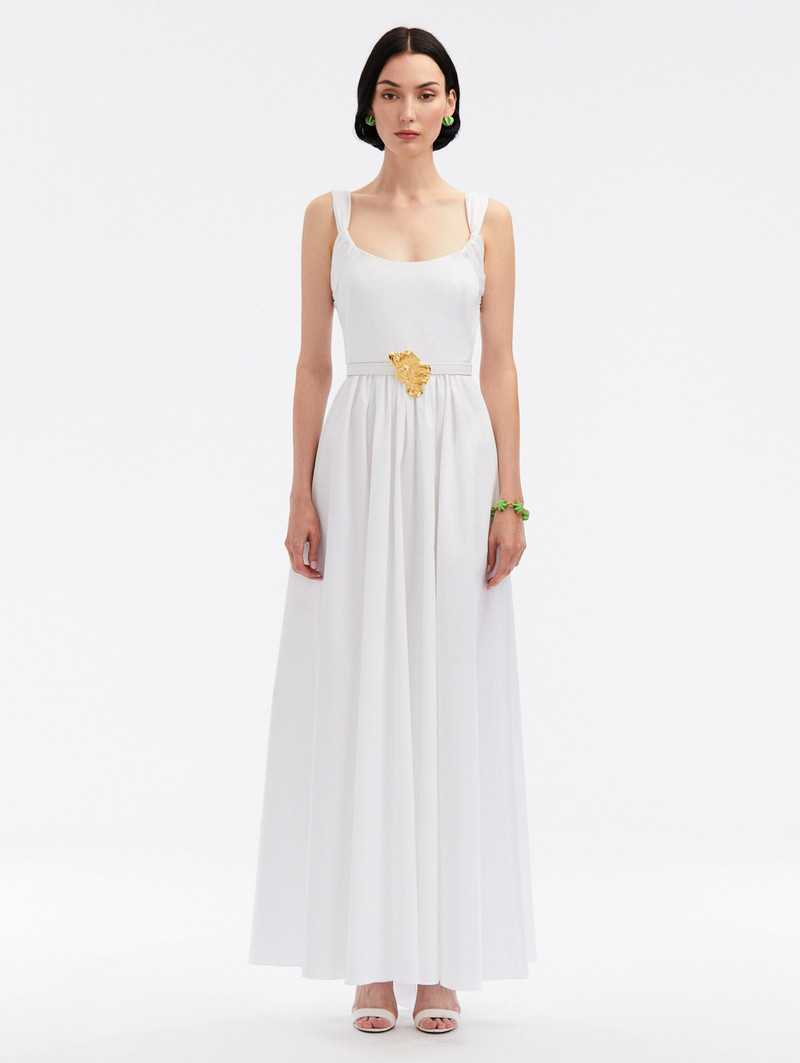 FLORAL BELT COTTON POPLIN DRESS 1