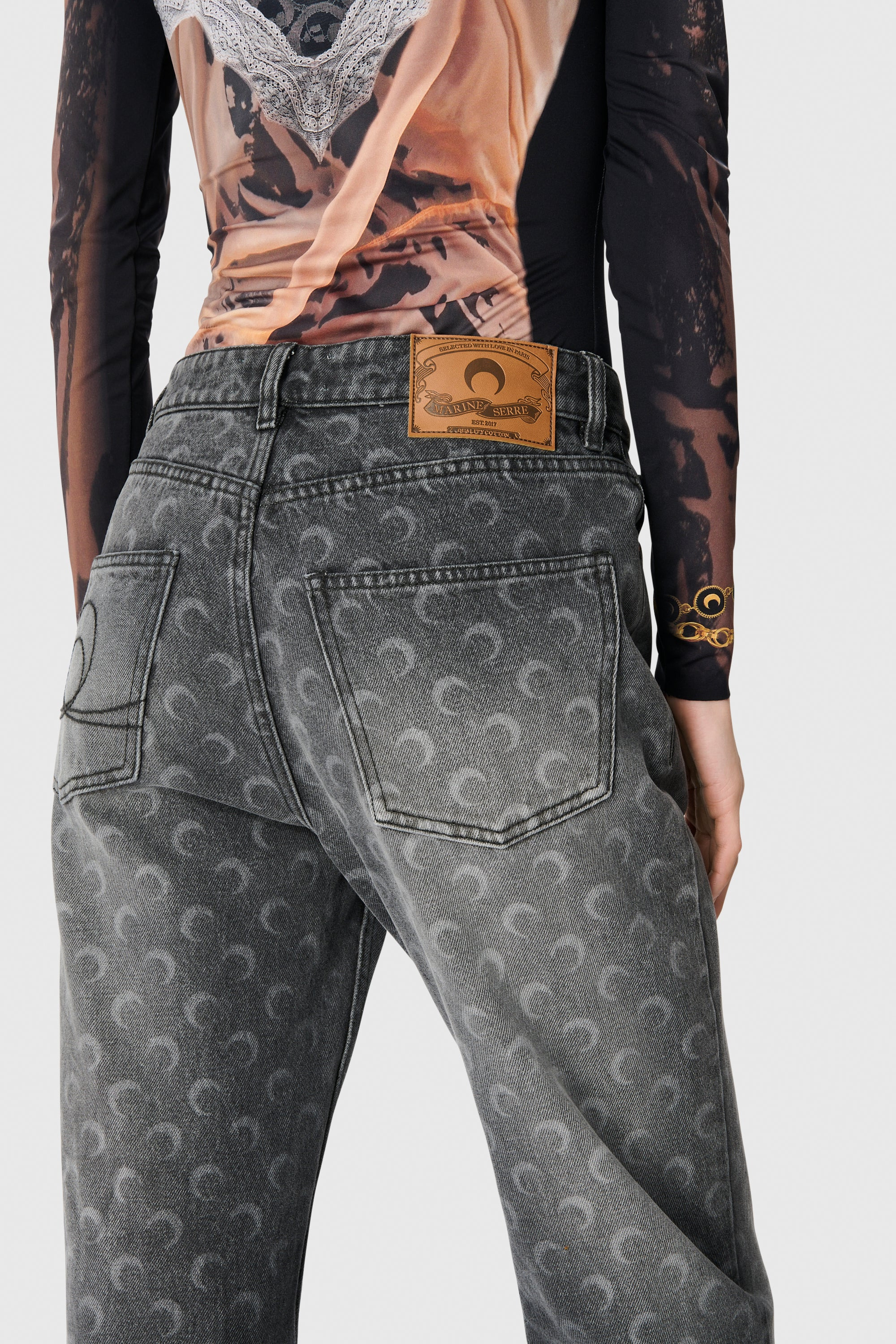 Moon Laser Grey Wash Denim Straight Jeans - 4