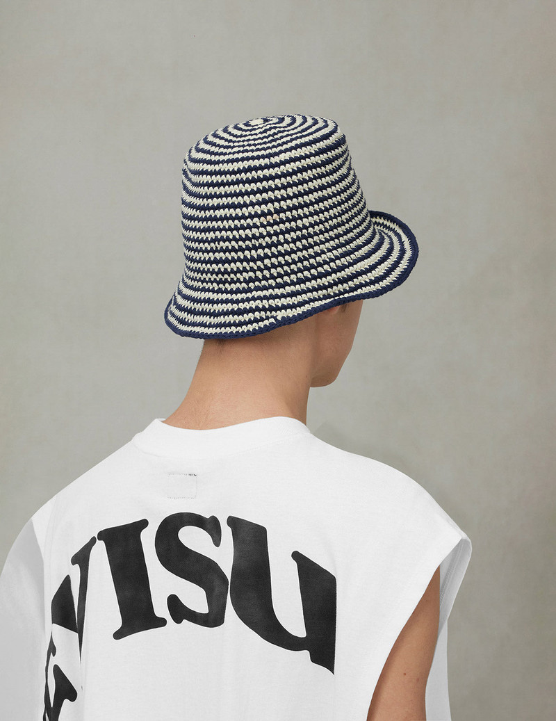 Logo Embroidery Striped Knitted Bucket Hat 4