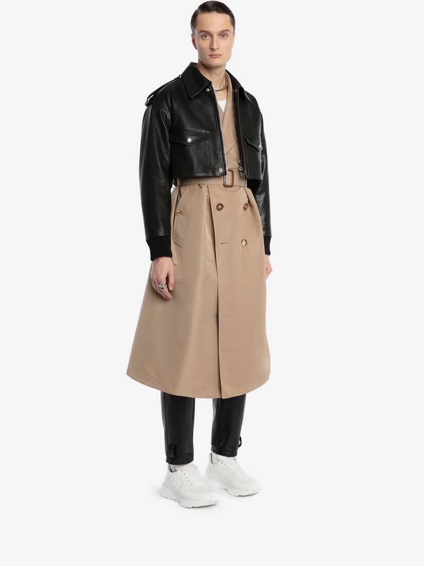 Cropped Aviator Jacket in Black - 3