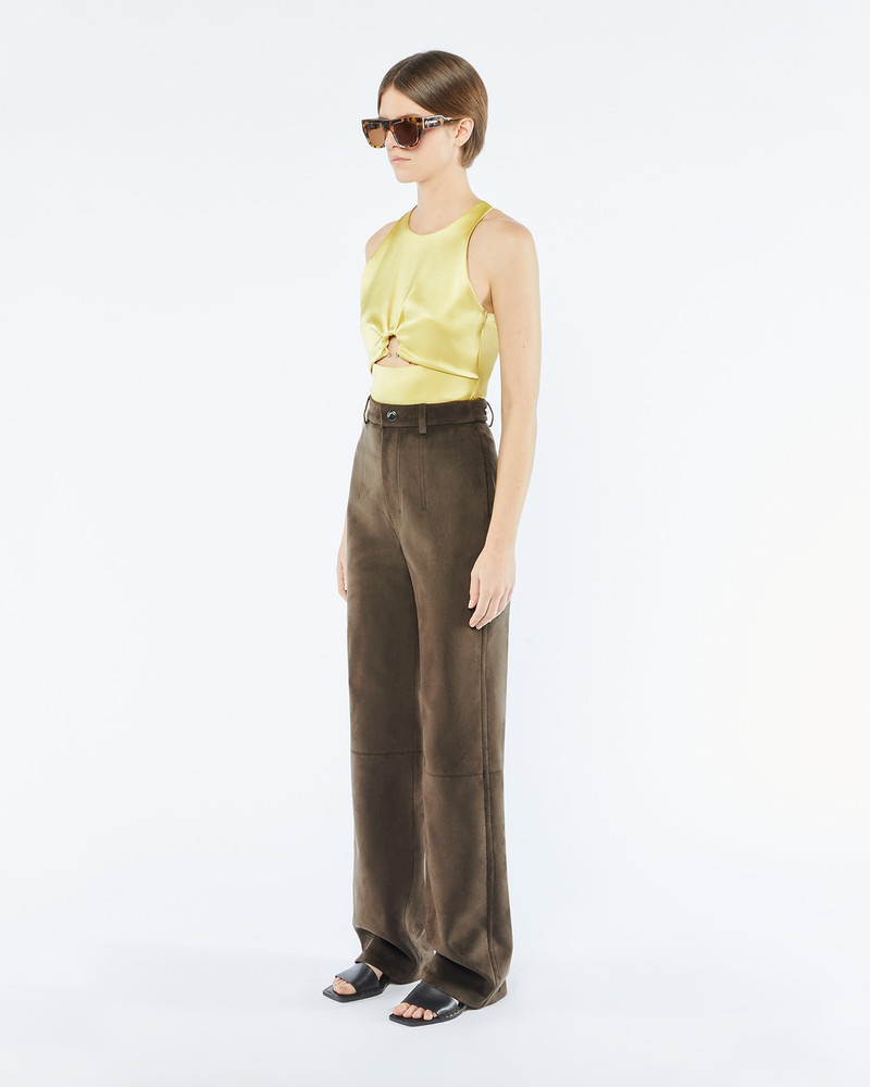 SILKE - Alt-suede pants - Coffee bean 4