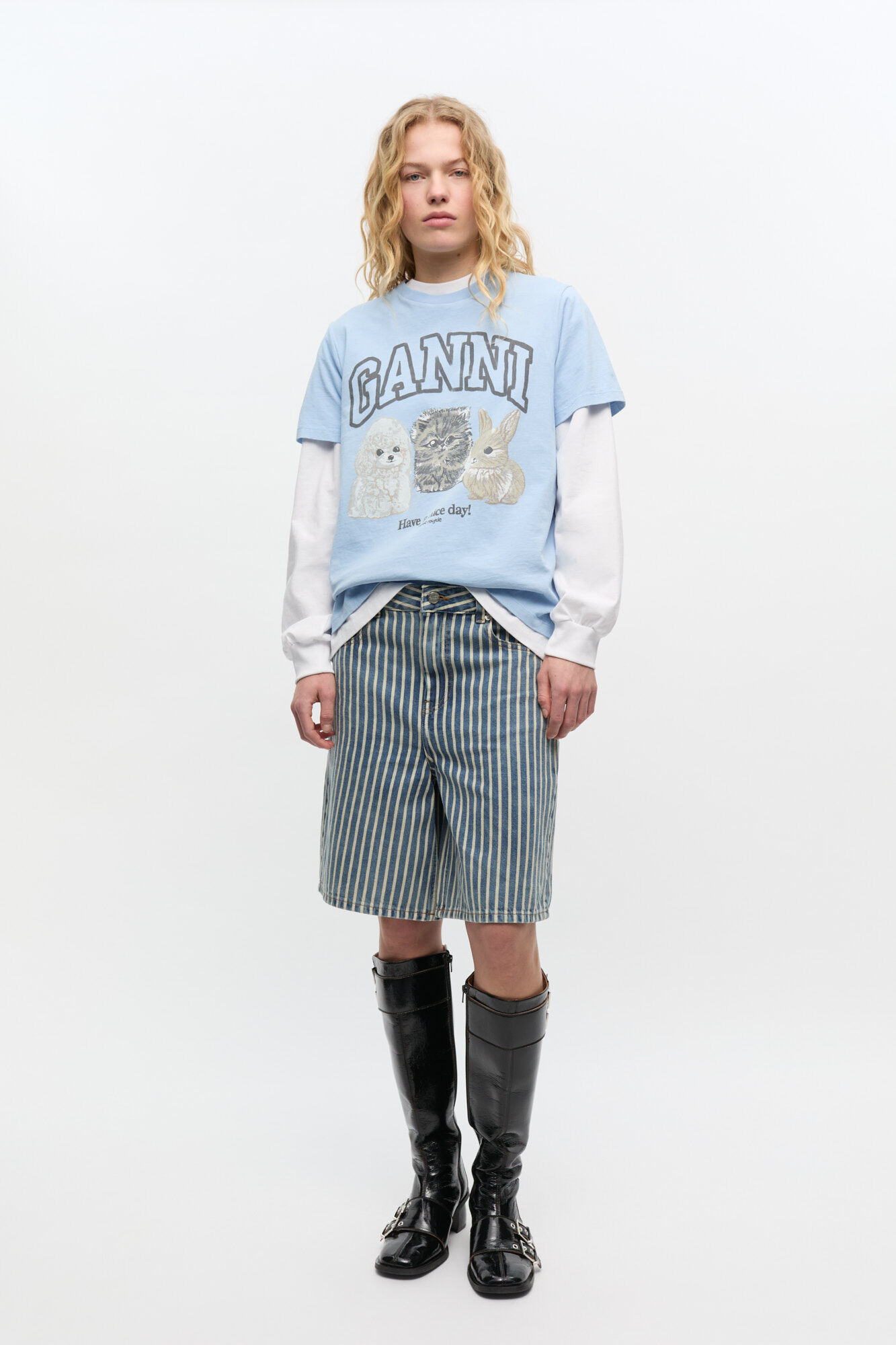 STRIPED DENIM SHORTS - 2