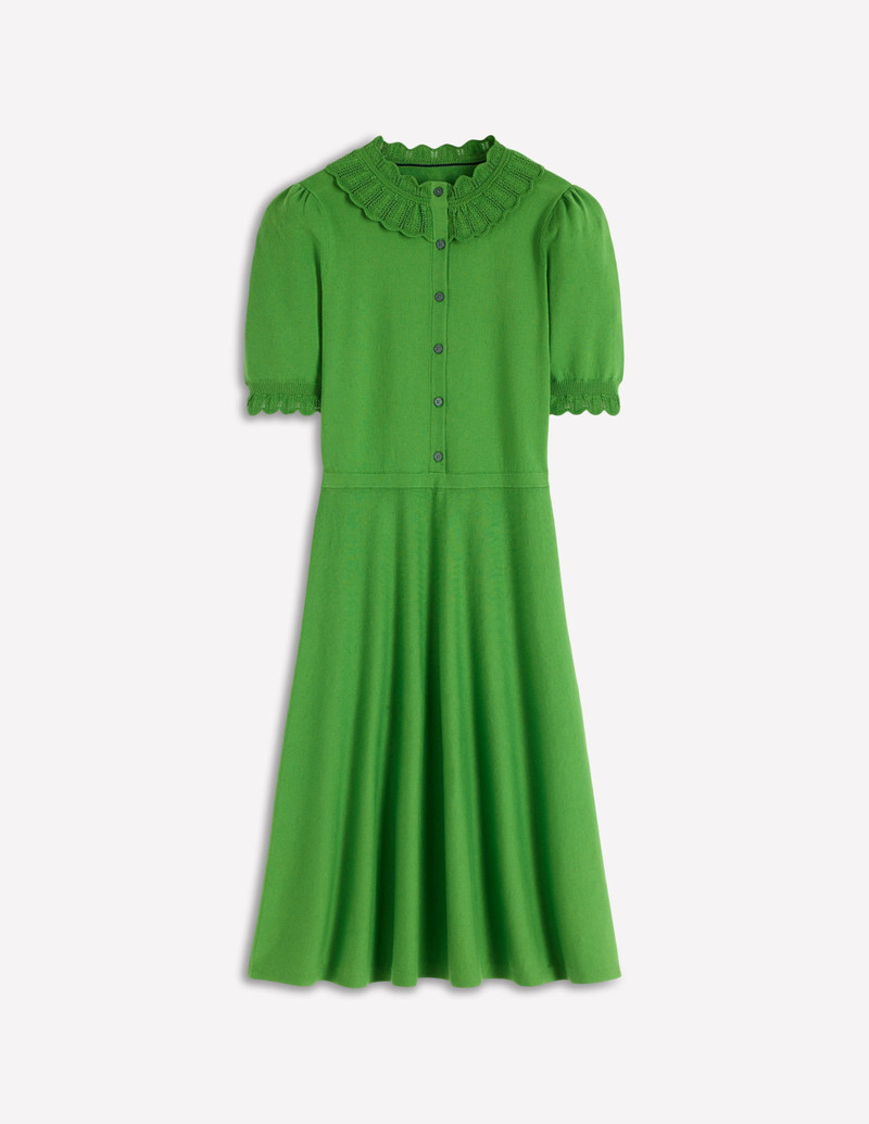 Melina Ruffle Knitted Dress-Paradise Green 1
