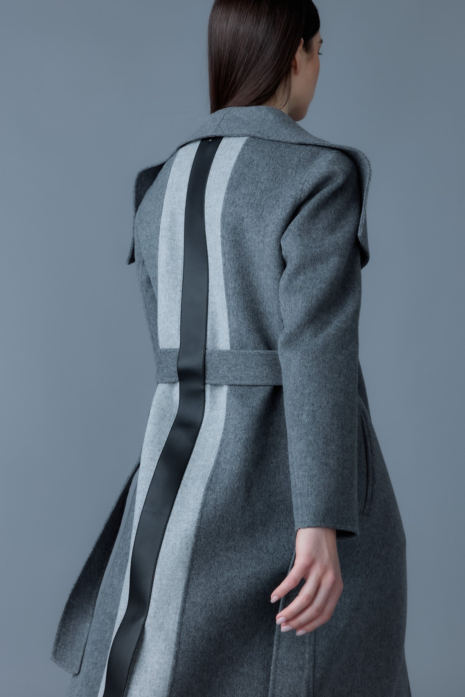 MAI-LST Double-Face Wool Stripe Wrap Coat - 5