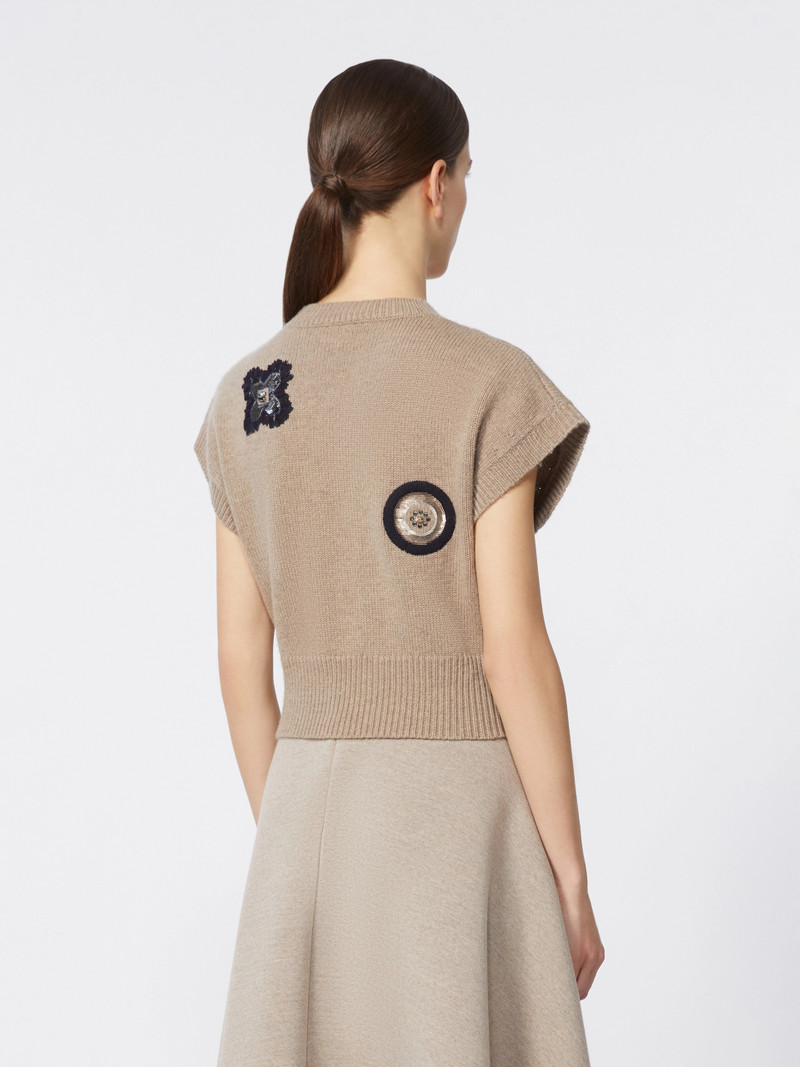 ANFORA Wool and cashmere cropped sweater - SAND 4