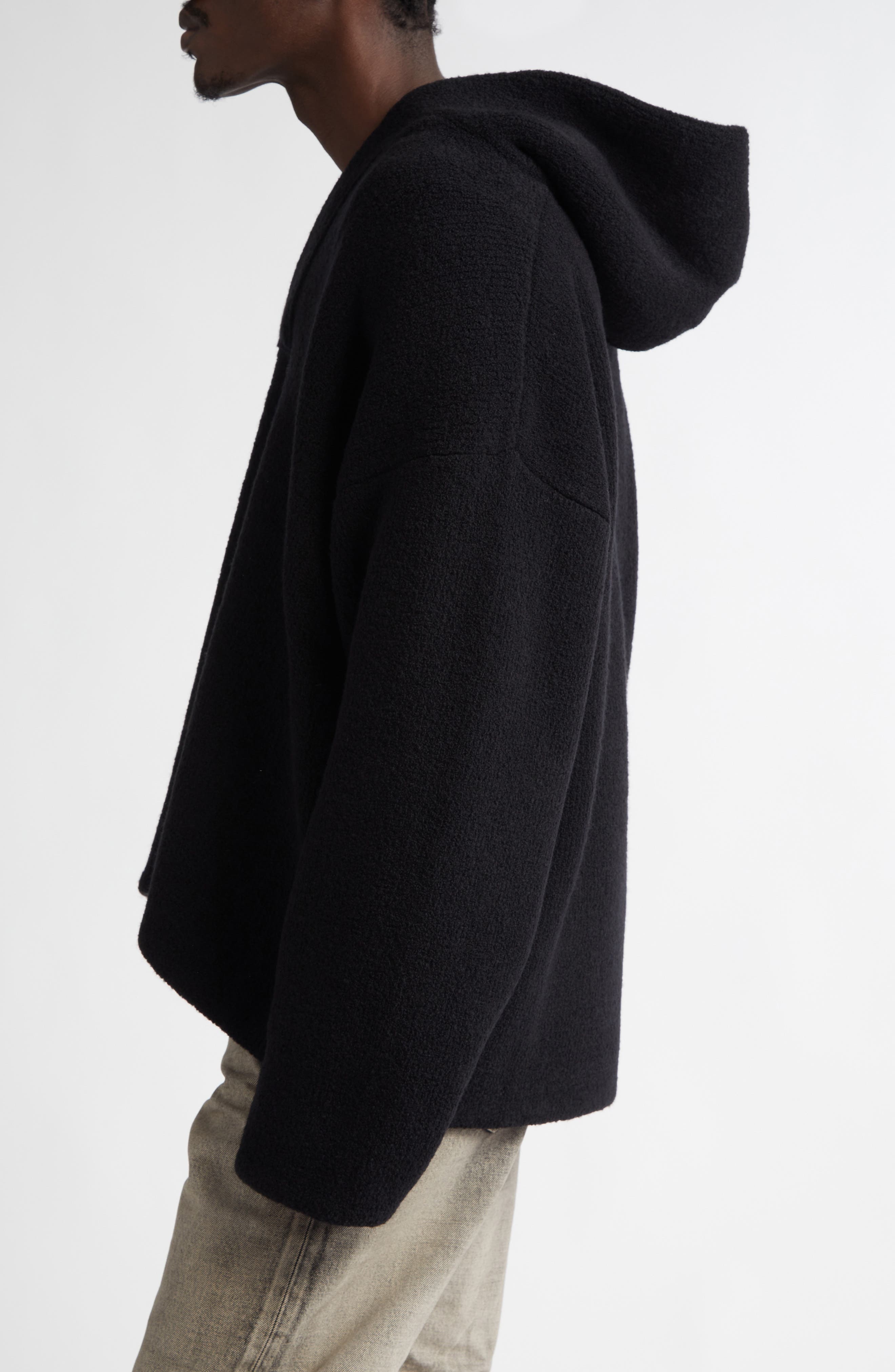 Fear of God Oversize Virgin Wool Blend Bouclé Hoodie in Black at Nordstrom - 4