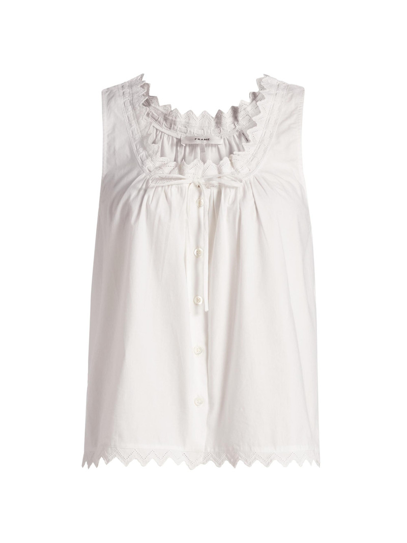 Women's The Serene Eyelet Trim Cotton Tank - White 1