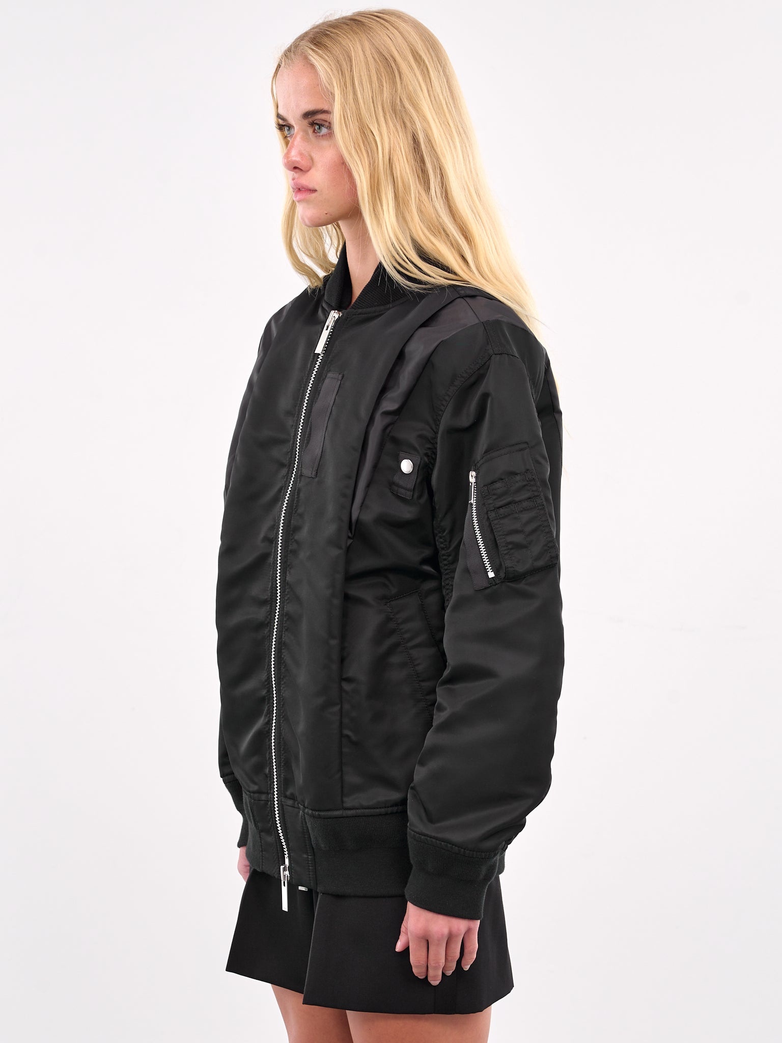 Overlapping Contrast Bomber Jacket - 2