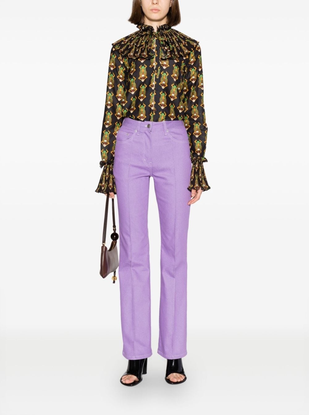 Nefertiti scarab-print habotai blouse - 2