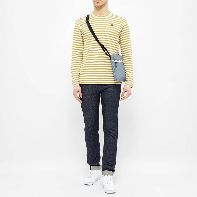 Comme des Garçons PLAY Comme des Garcons Play Little Red Heart Long Sleeve Stripe T outlook