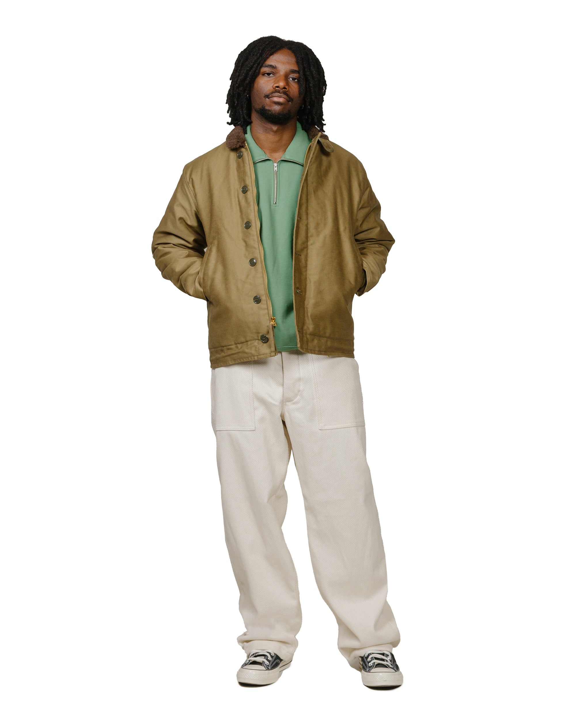 Lost & Found Quarter Zip Sweatshirt Faded Green - 4