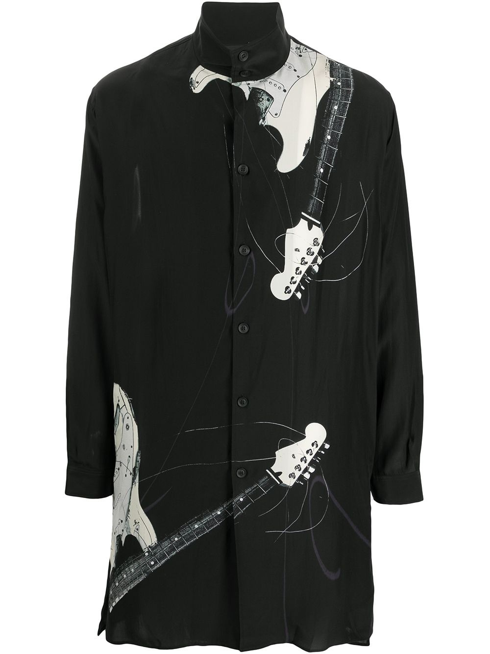 guitar-print long-length shirt - 1