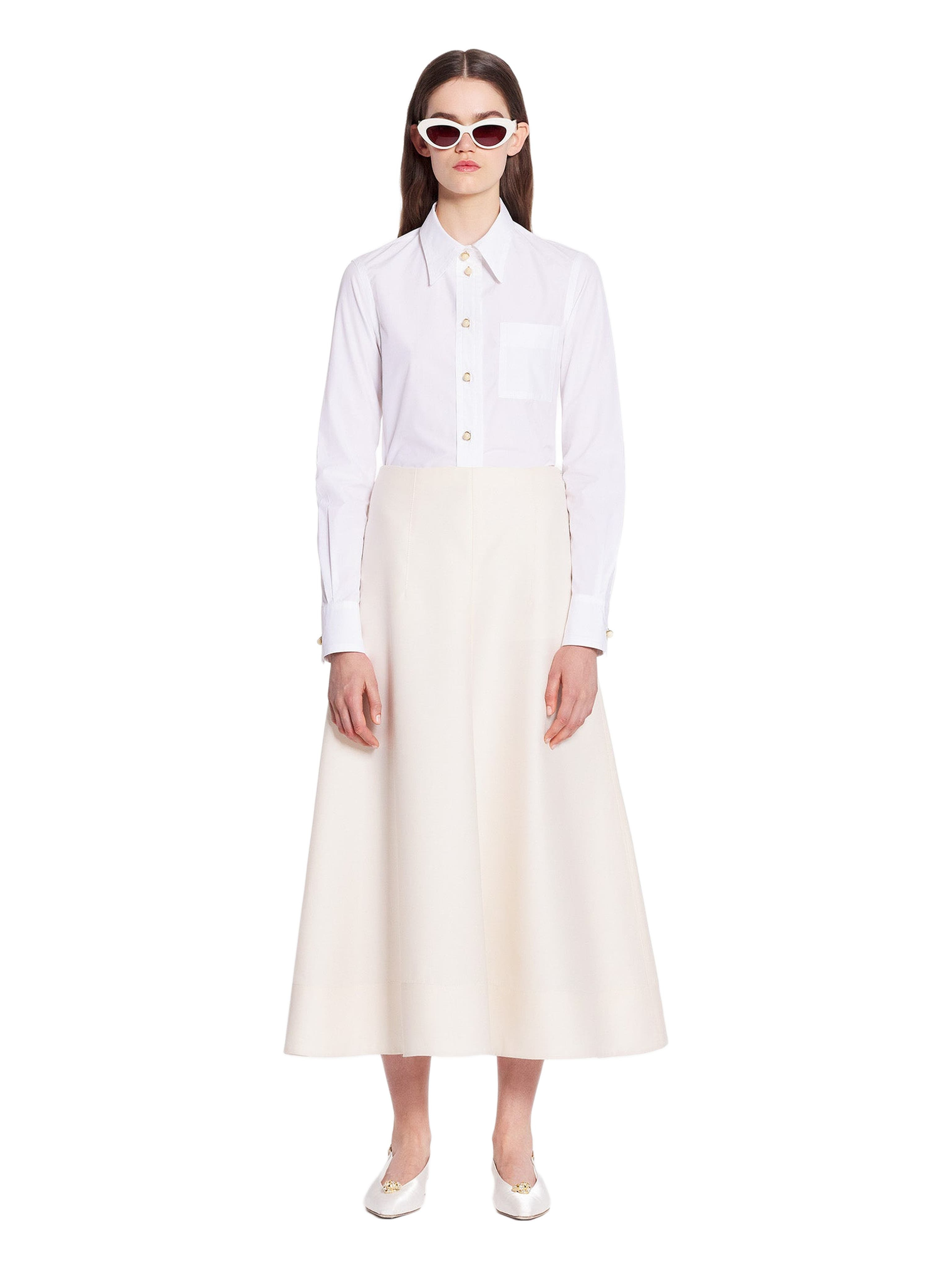 Lanvin Long Sleeve Shirt In Poplin in Optical White at Nordstrom - 6